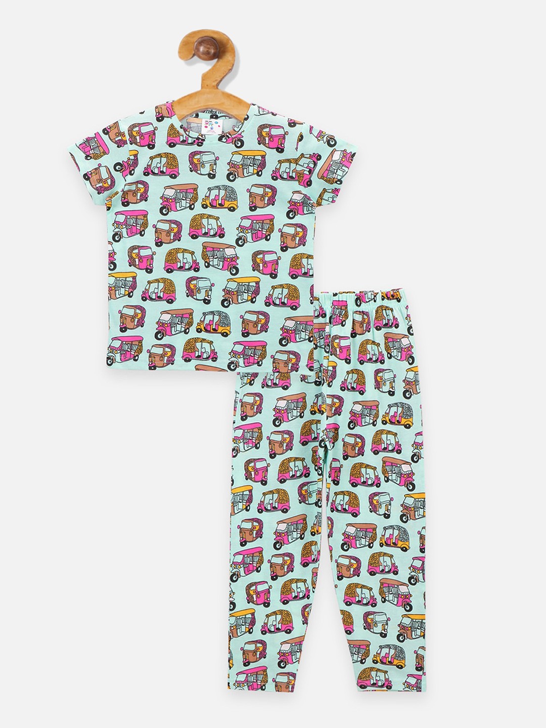 

LilPicks Unisex Kids Blue & Pink Printed Night Suit