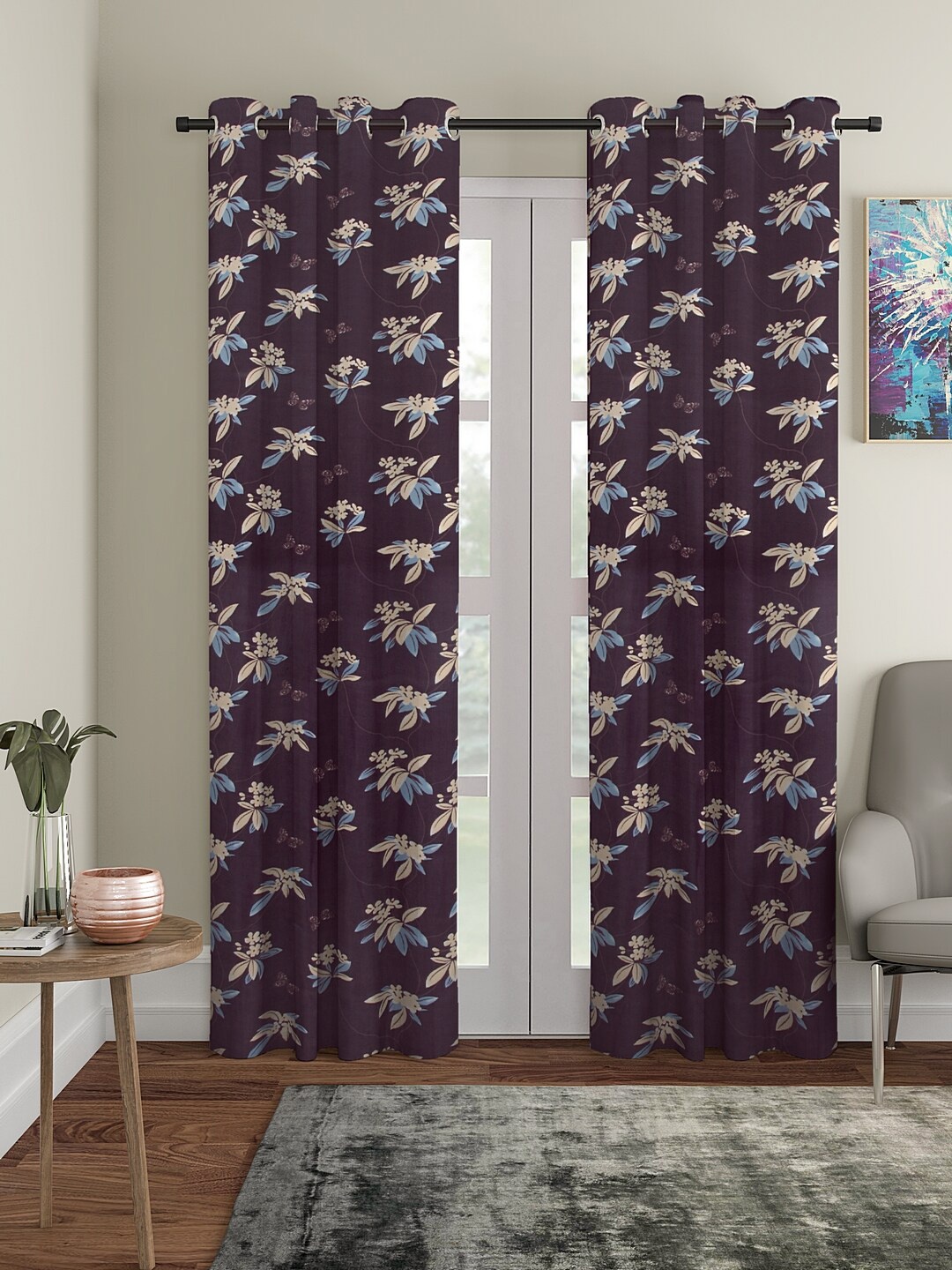 

Cortina Purple Set of 2 Regular Door Curtains