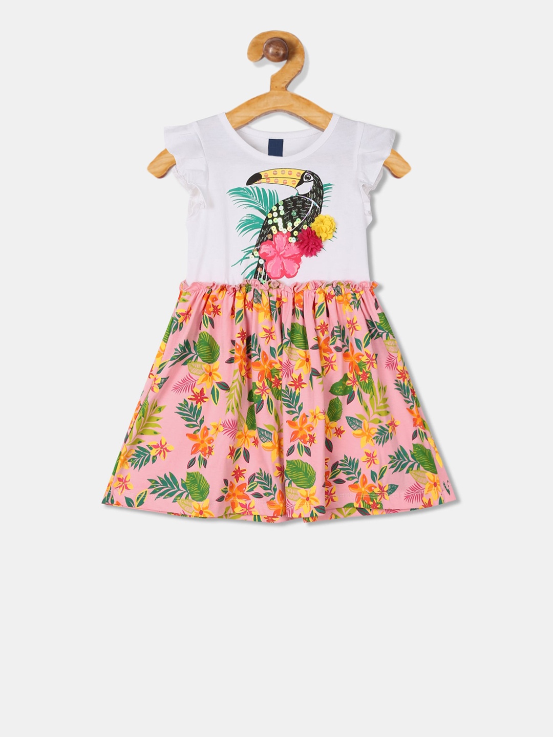 

Cherokee Girls White Printed Fit and Flare Dress