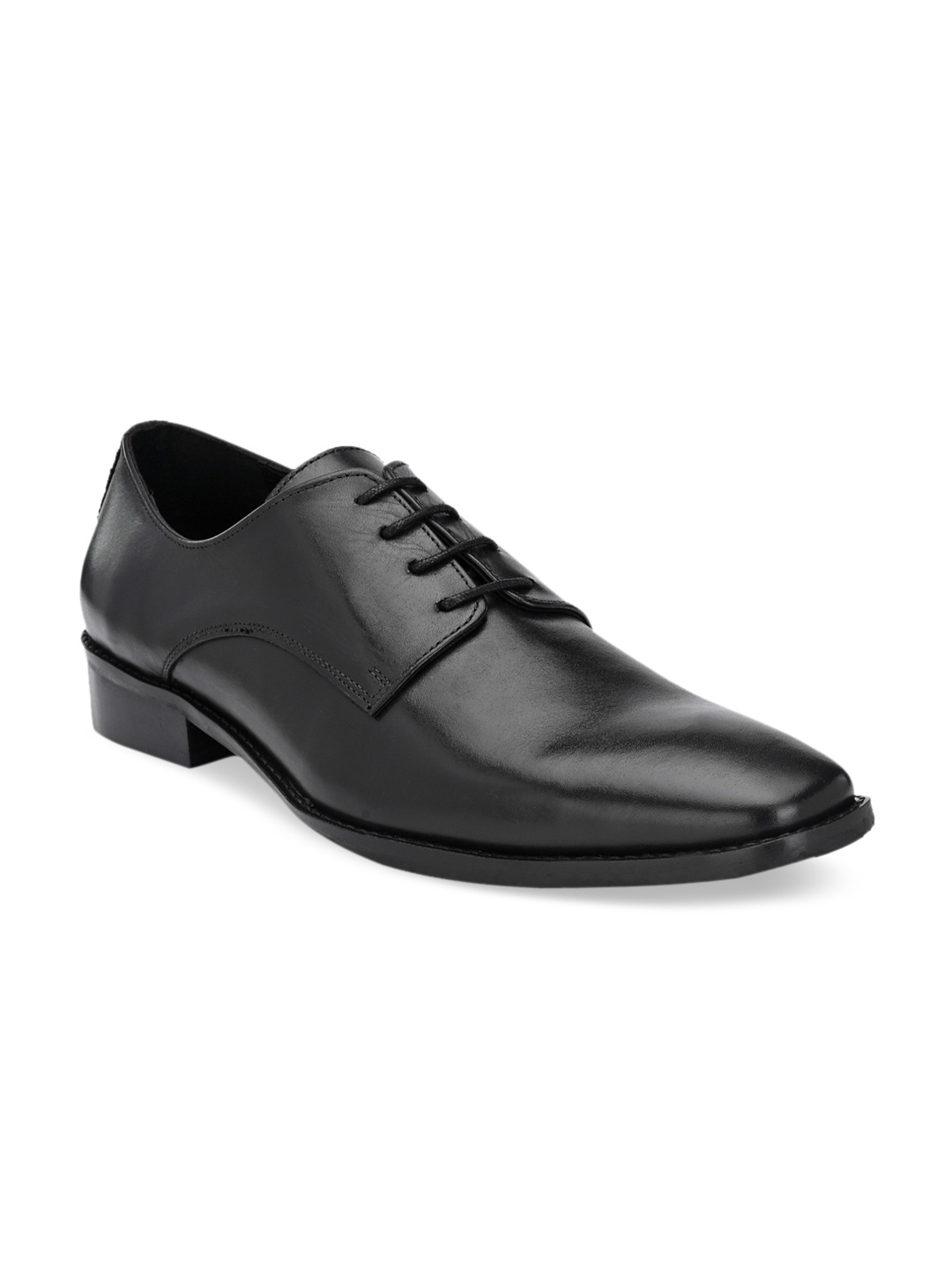 

CARLO ROMANO Men Black Leather Formal Derbys