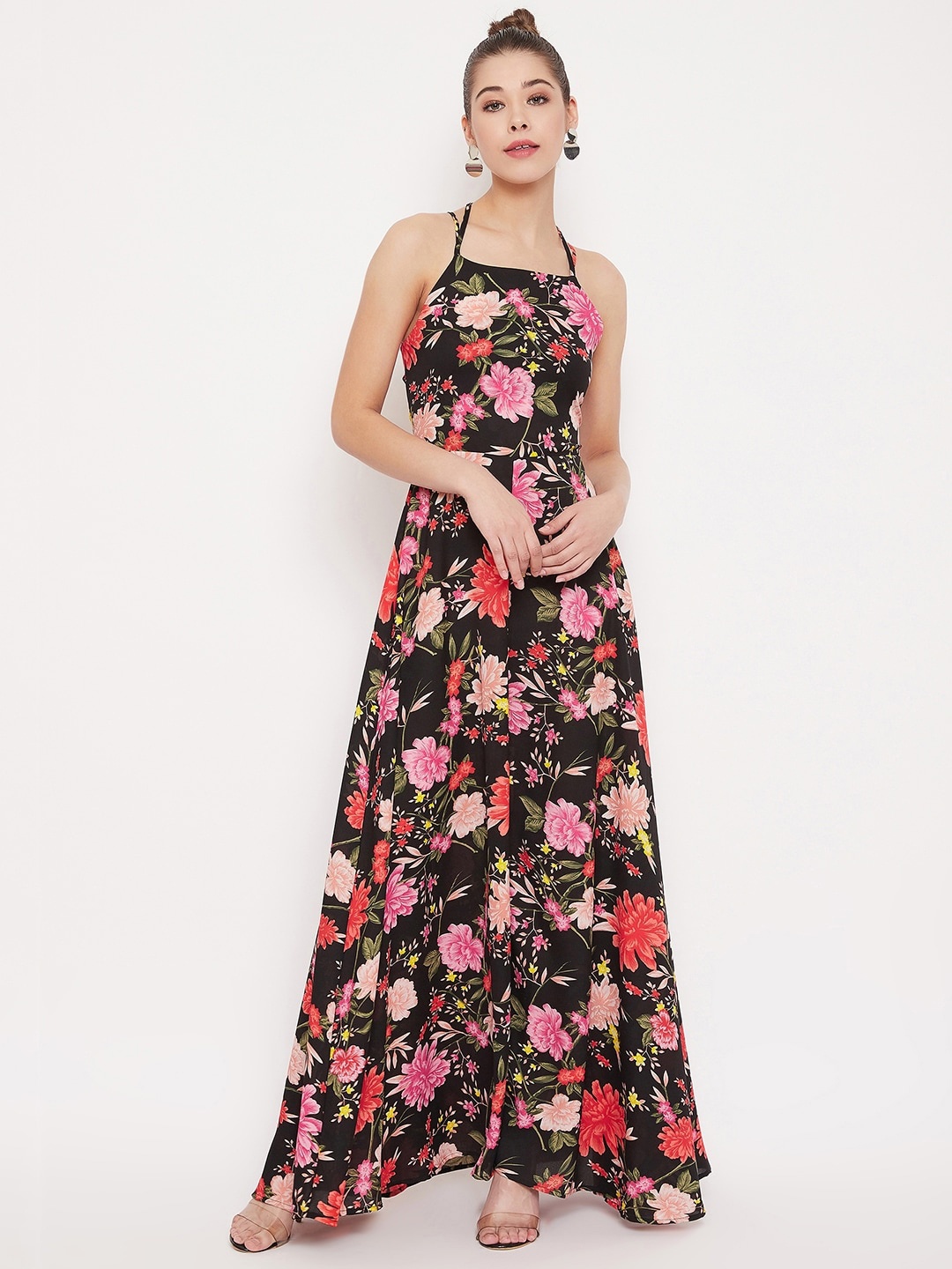 

Berrylush Women Black Printed Maxi Dress
