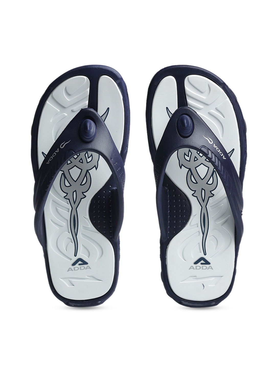 

Adda Men Navy Blue & White Solid Thong Flip-flops
