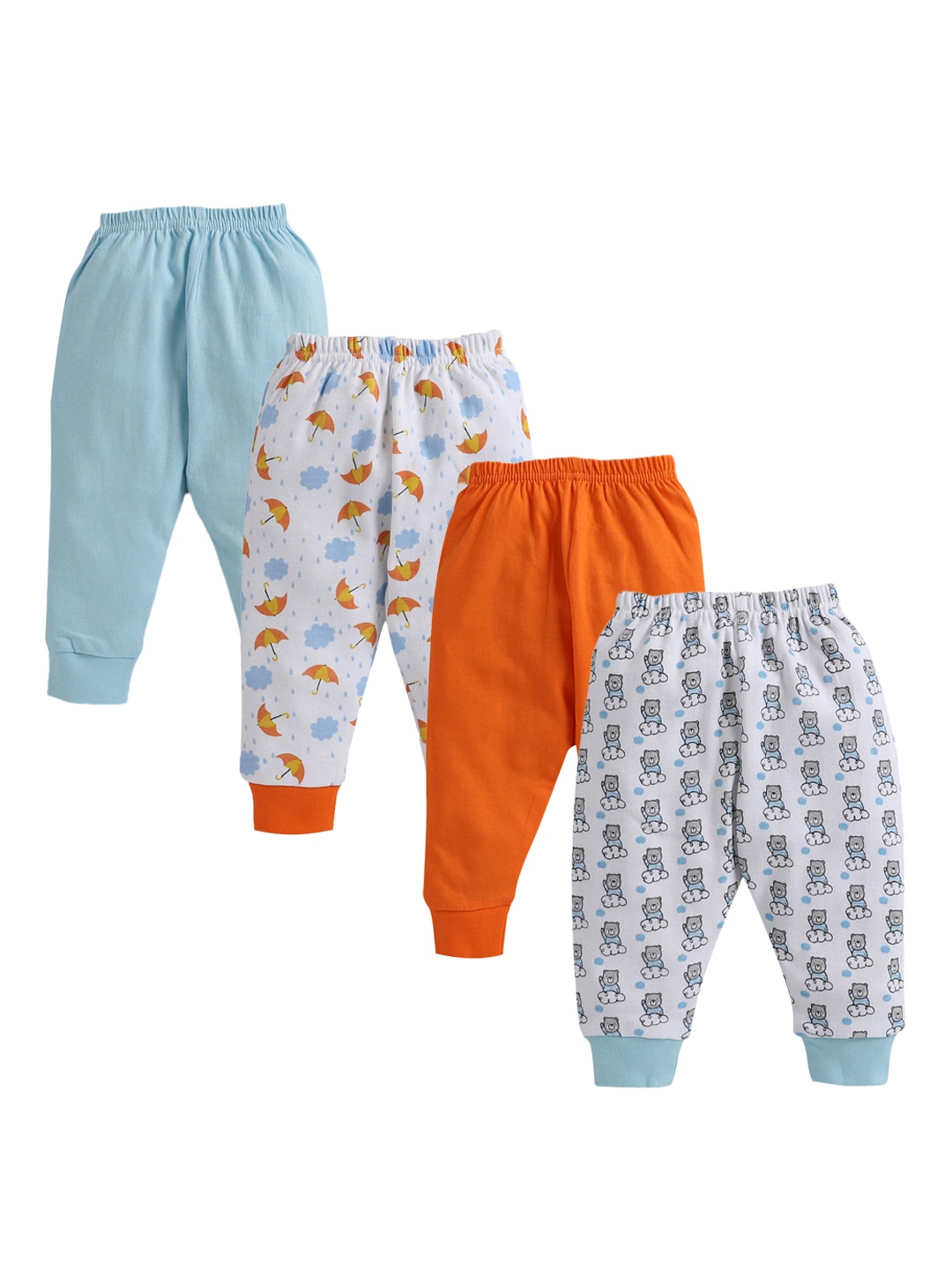 

BUMZEE Infant Unisex Kids Pack Of 4 Straight-Fit Joggers, Multi