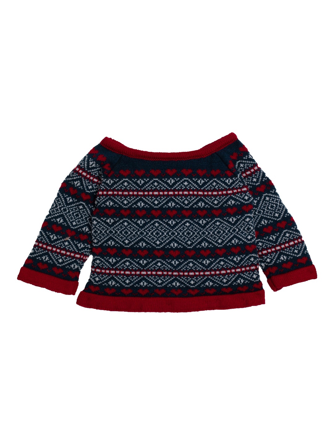 

Little Angels infants Blue & Red Printed Acrylic Pullover Sweater