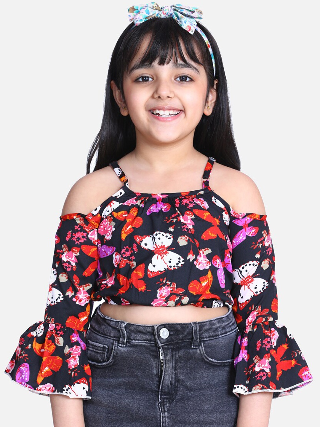 

Cutiekins Girls Black Printed Blouson Top