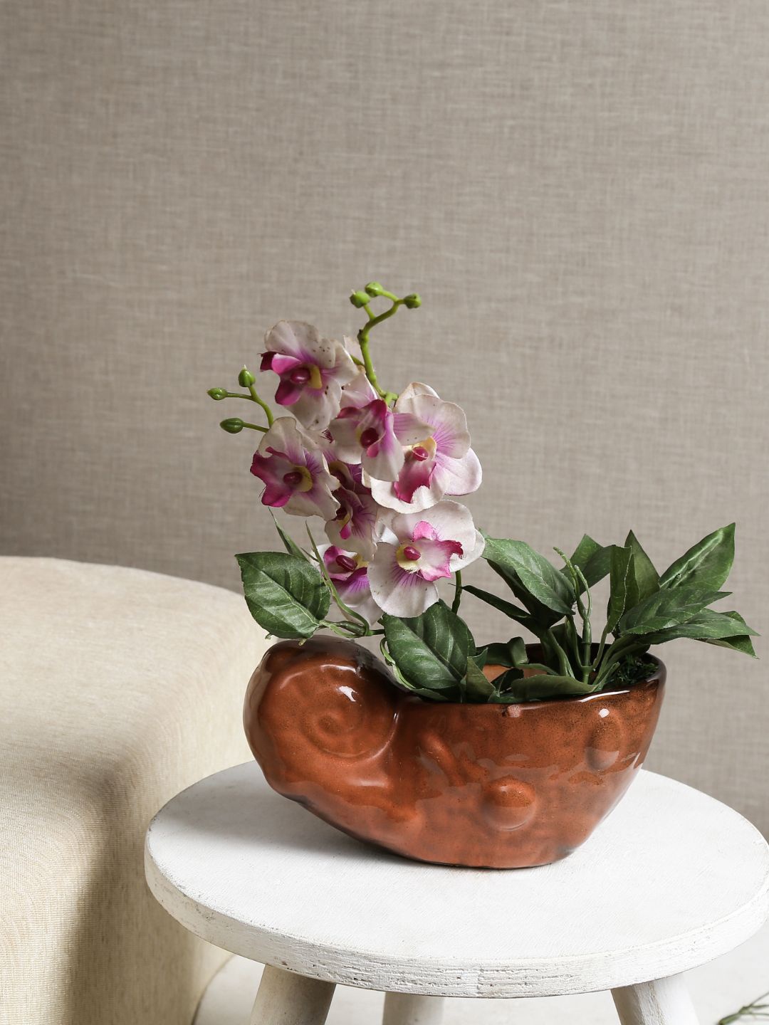 

Unravel India Brown Textured Ceramic Snail Brown Planter