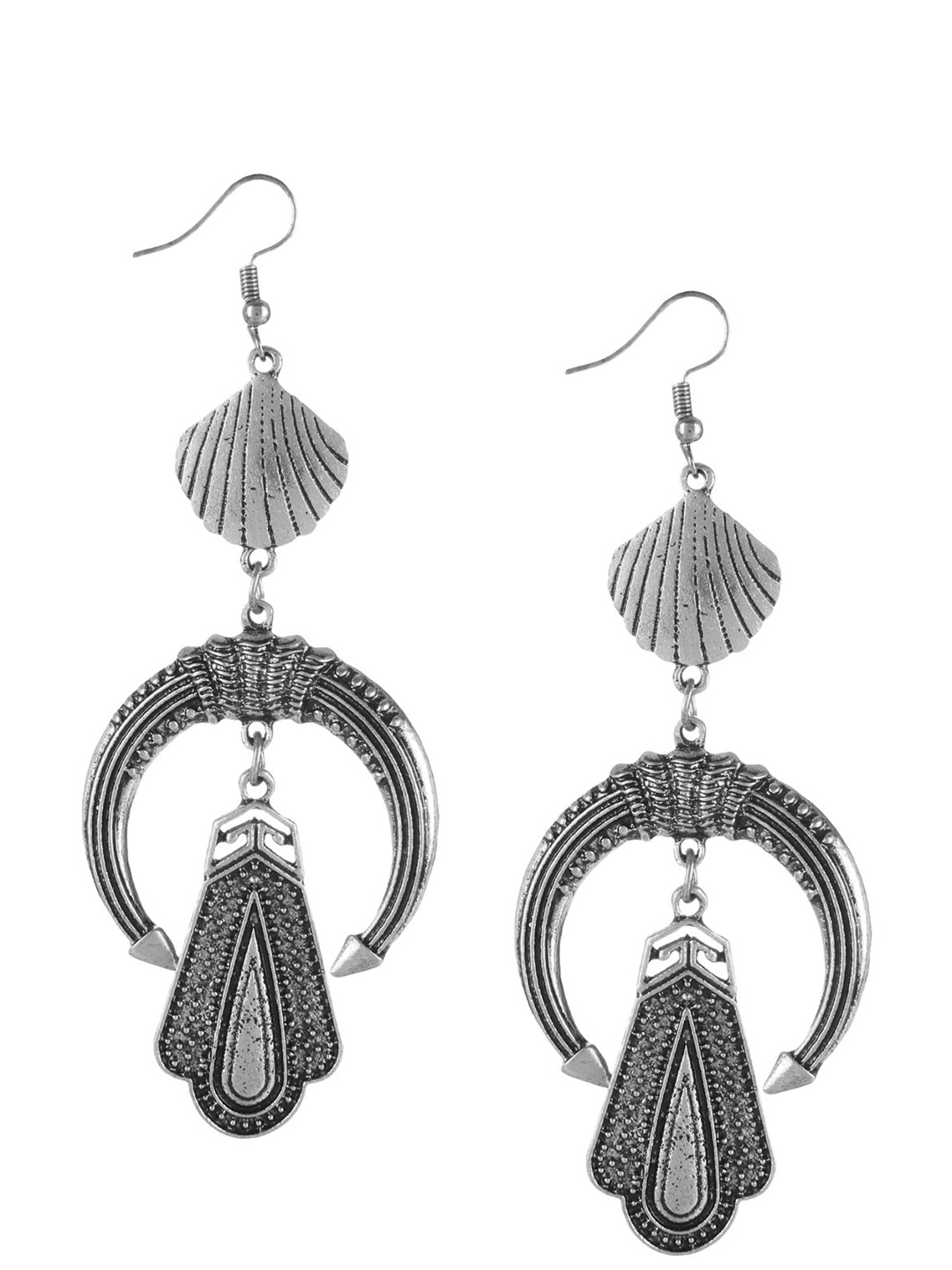 

Mali Fionna Silver-Toned Contemporary Drop Earrings