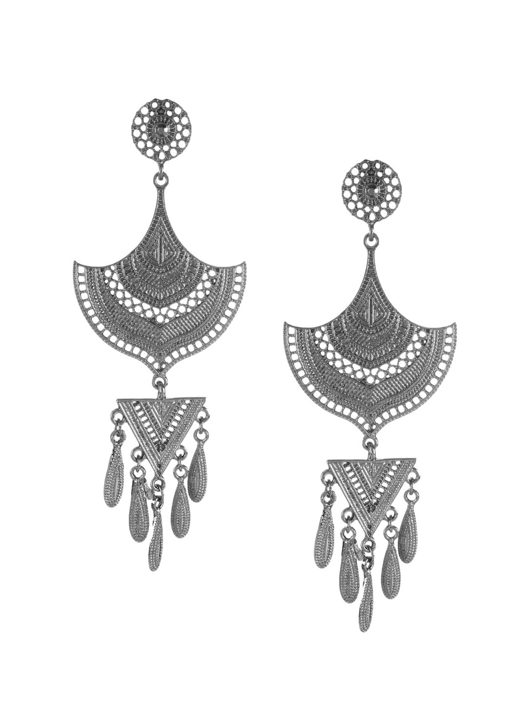 

Mali Fionna Silver-Toned Contemporary Drop Earrings