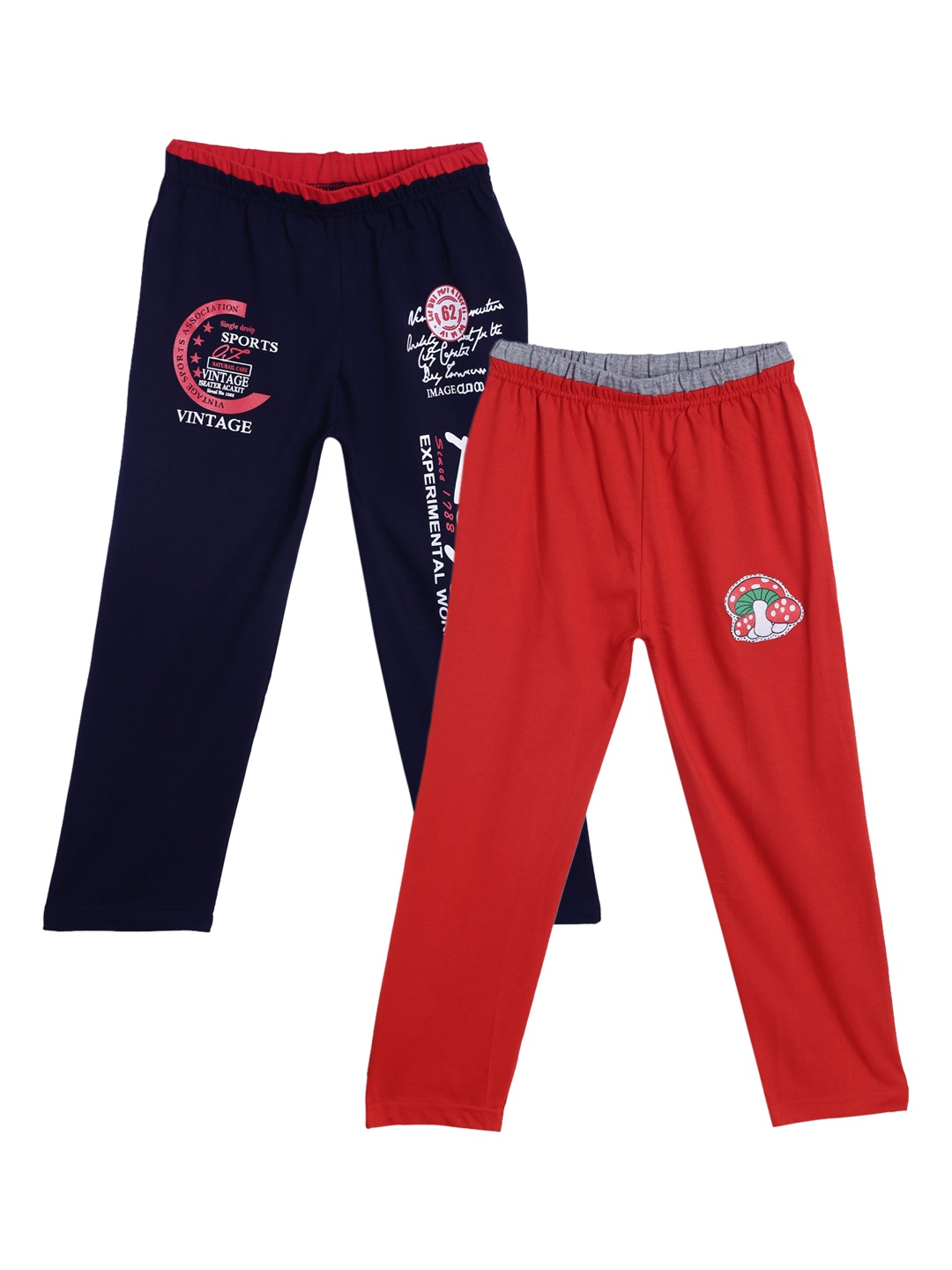 

SWEET ANGEL Unisex Kids Pack Of 2 Solid Straight-Fit Track Pants, Navy blue