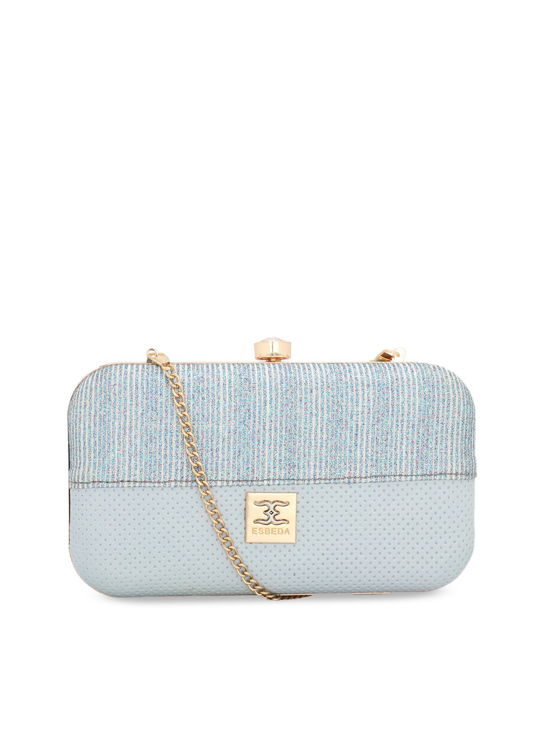 

ESBEDA Women Blue Solid Glitter Box Clutch