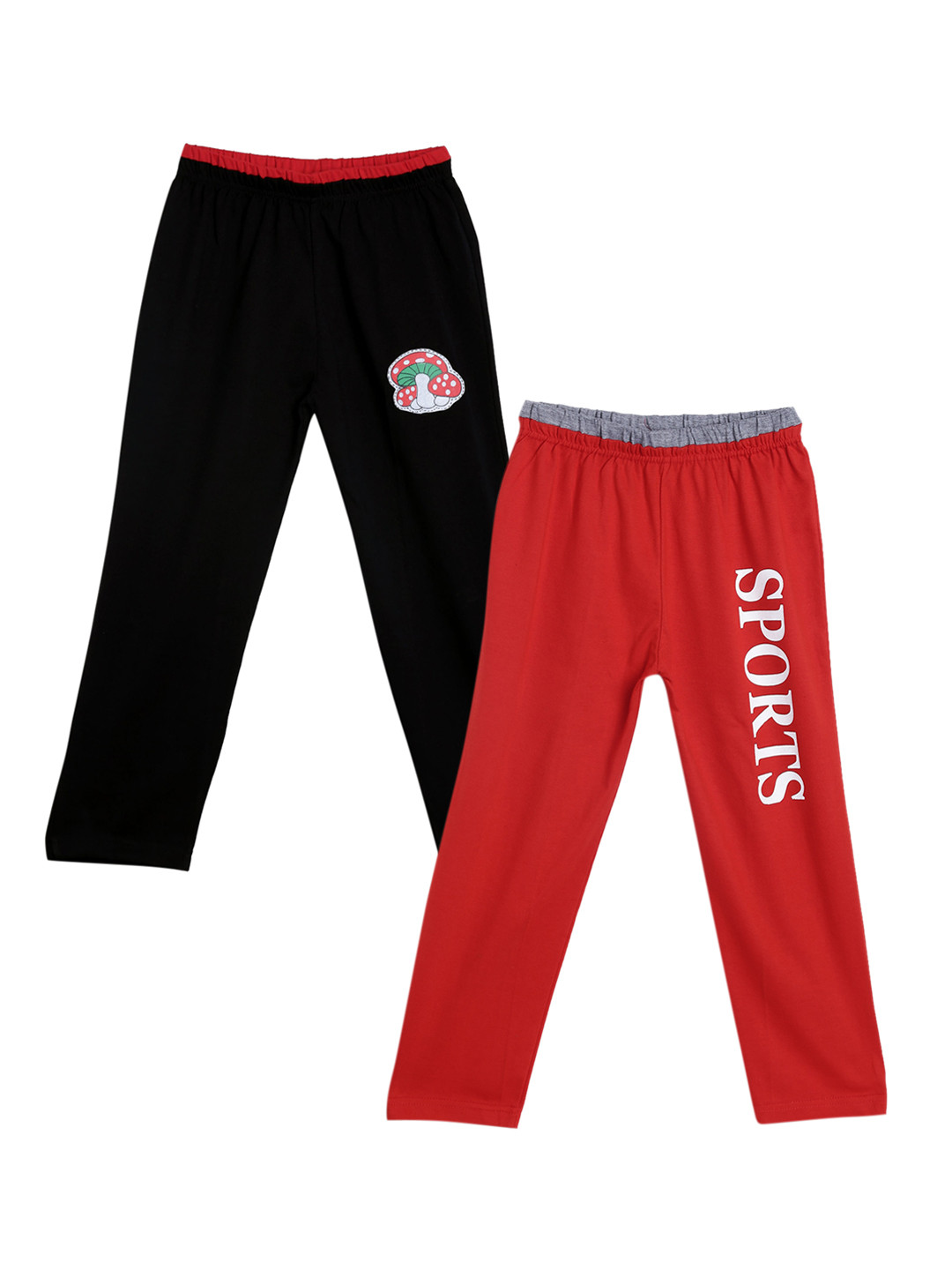 

SWEET ANGEL Unisex Kids Pack Of 2 Solid Straight-Fit Track Pants, Black