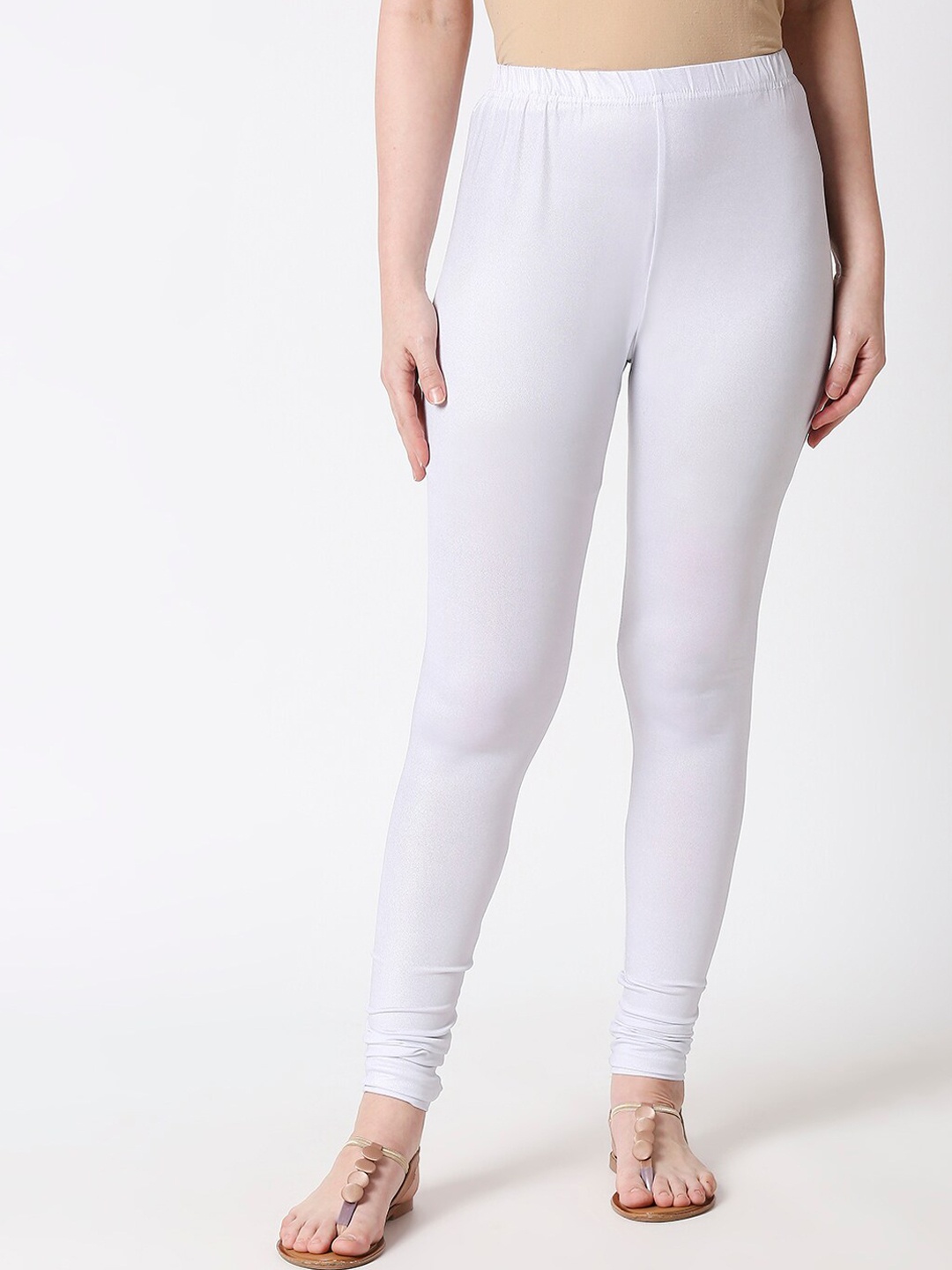 

ZRI Women White Solid Ankle-Length Shimmer Leggings