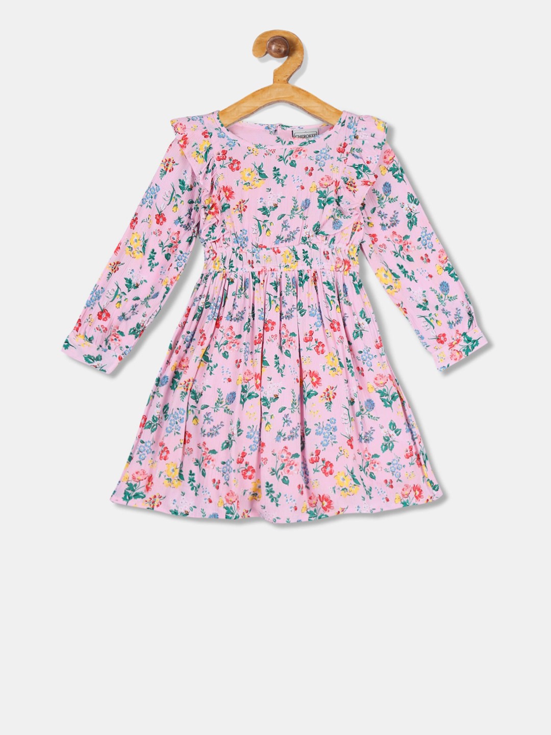 

Cherokee Girls Pink Floral Printed A-Line Dress