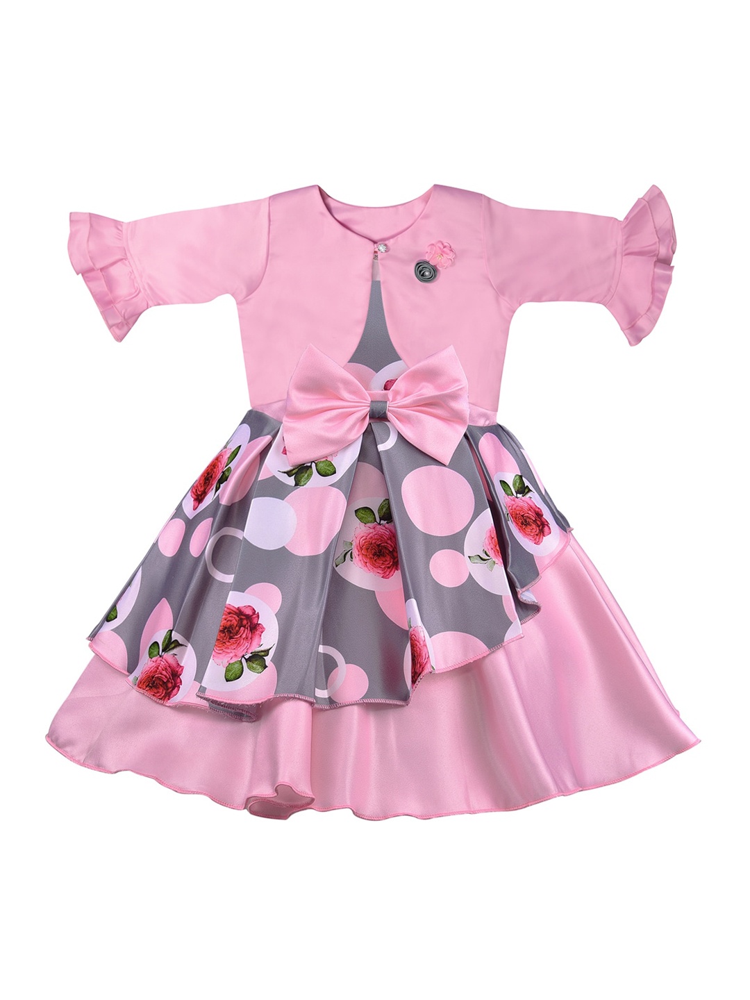 

Wish Karo Girls Pink Printed Fit and Flare Dress