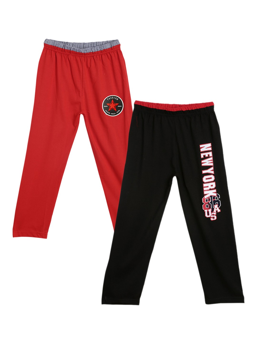 

SWEET ANGEL Unisex Kids Pack Of 2 Solid Straight-Fit Track Pants, Black