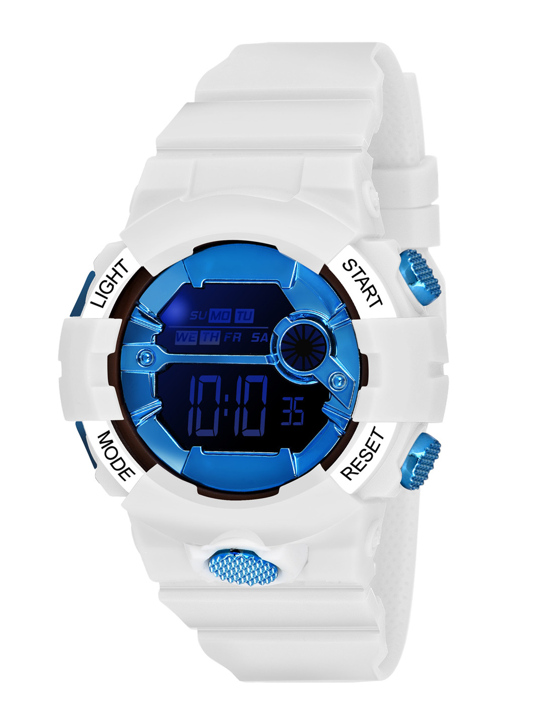 

SWADESI STUFF Unisex Kids White & Blue Digital Watch