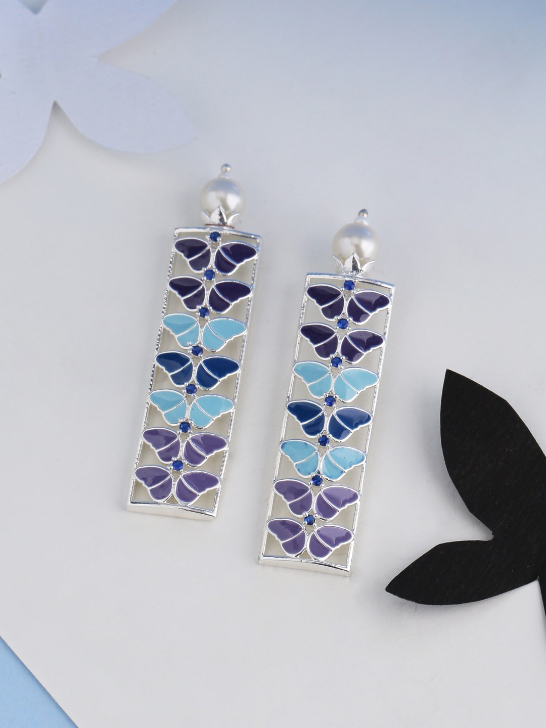 

Voylla Silver Plated Handcrafted Geometric Drop Earrings