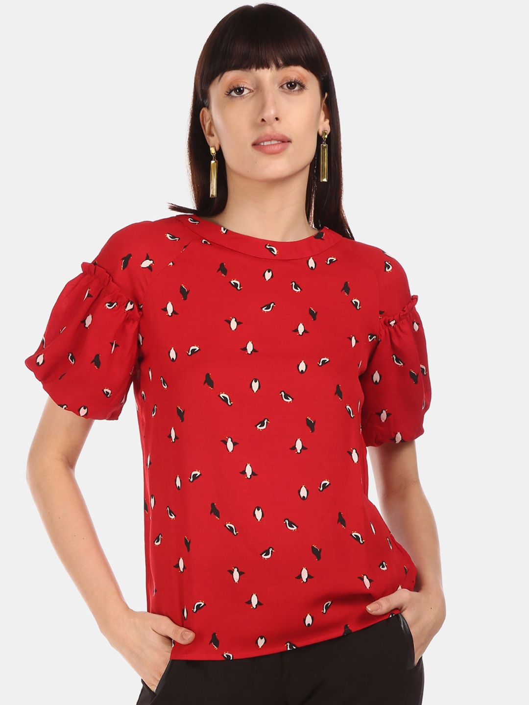 

Sugr Women Red Printed Top