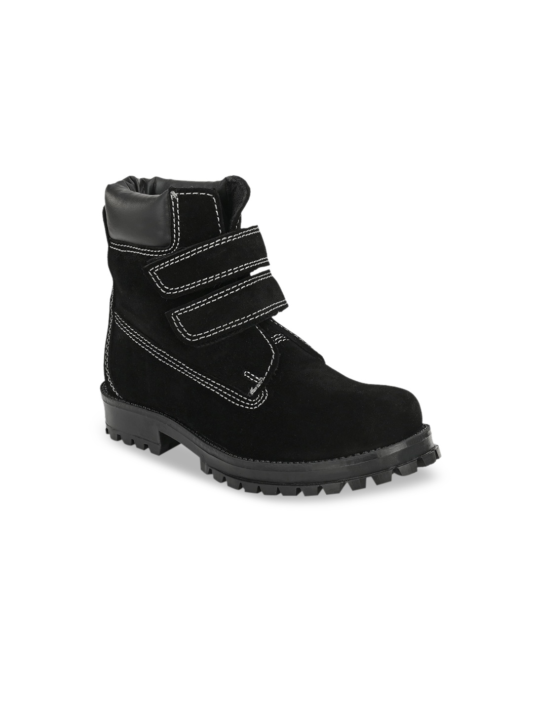 

CARLO ROMANO by Wasan Kids Burnish Leather Mid-Top Boots, Black