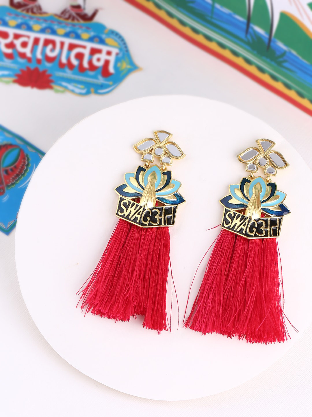 

Voylla Gold-Toned Contemporary Drop Earrings