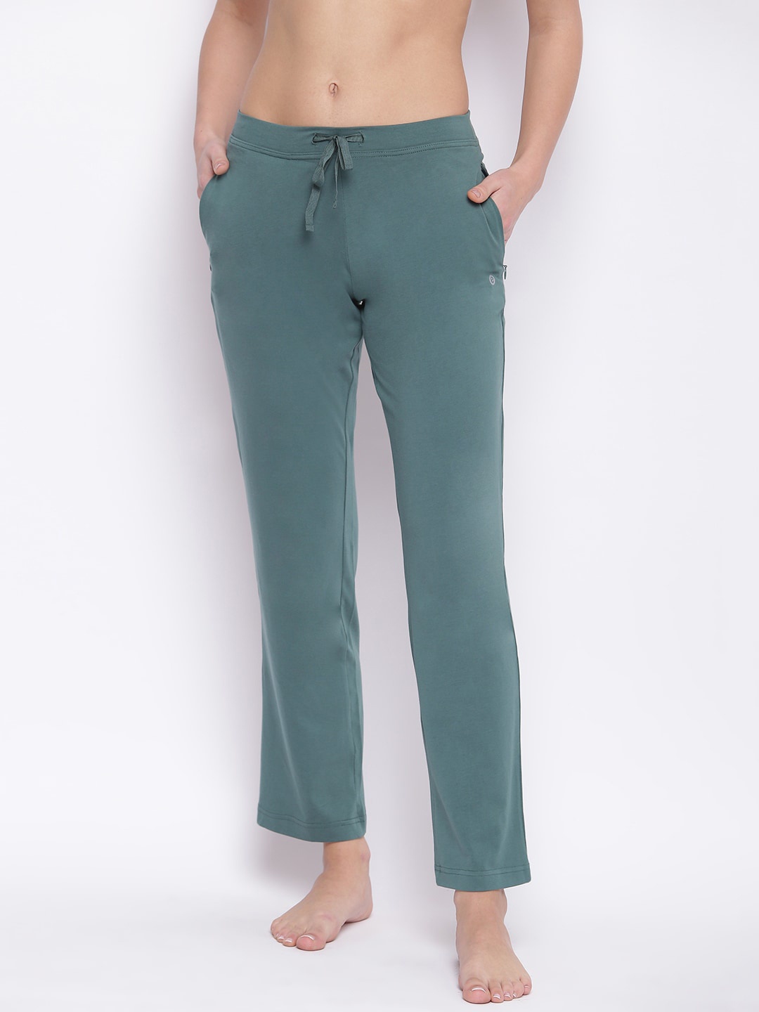

Enamor Women Mid-Rise Straight Leg Cotton Lounge Pants, Green