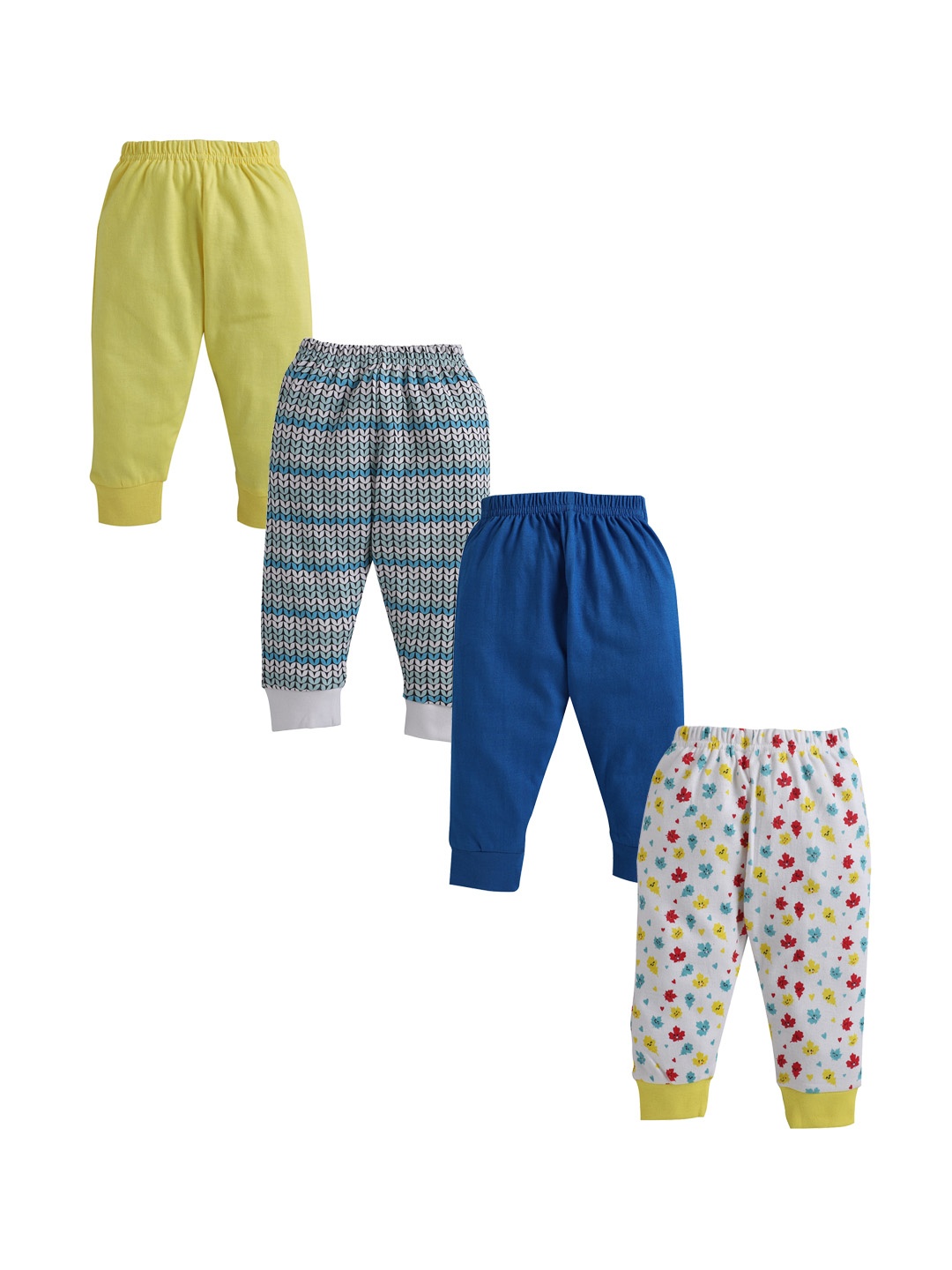 

BUMZEE Infant Unisex Kids Pack Of 4 Straight-Fit Joggers, Multi