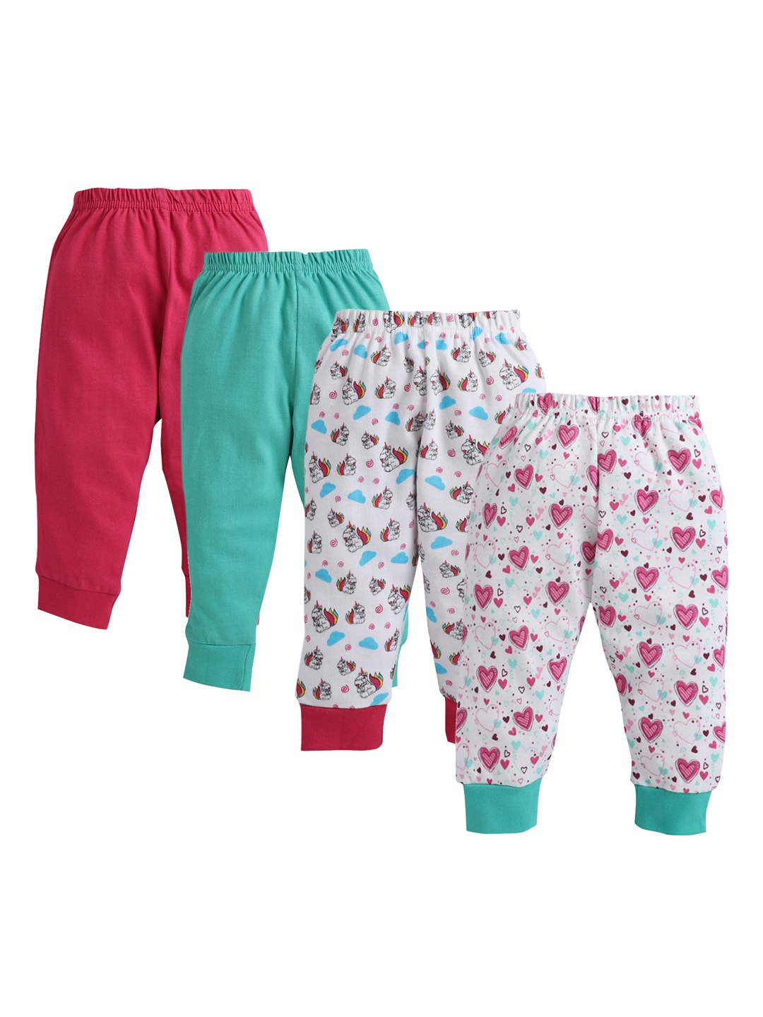 

BUMZEE Infant Unisex Kids Pack Of 4 Straight-Fit Joggers, Pink
