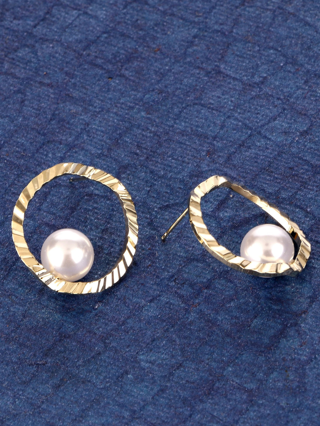 

E2O Gold-Toned & White Contemporary Drop Earrings