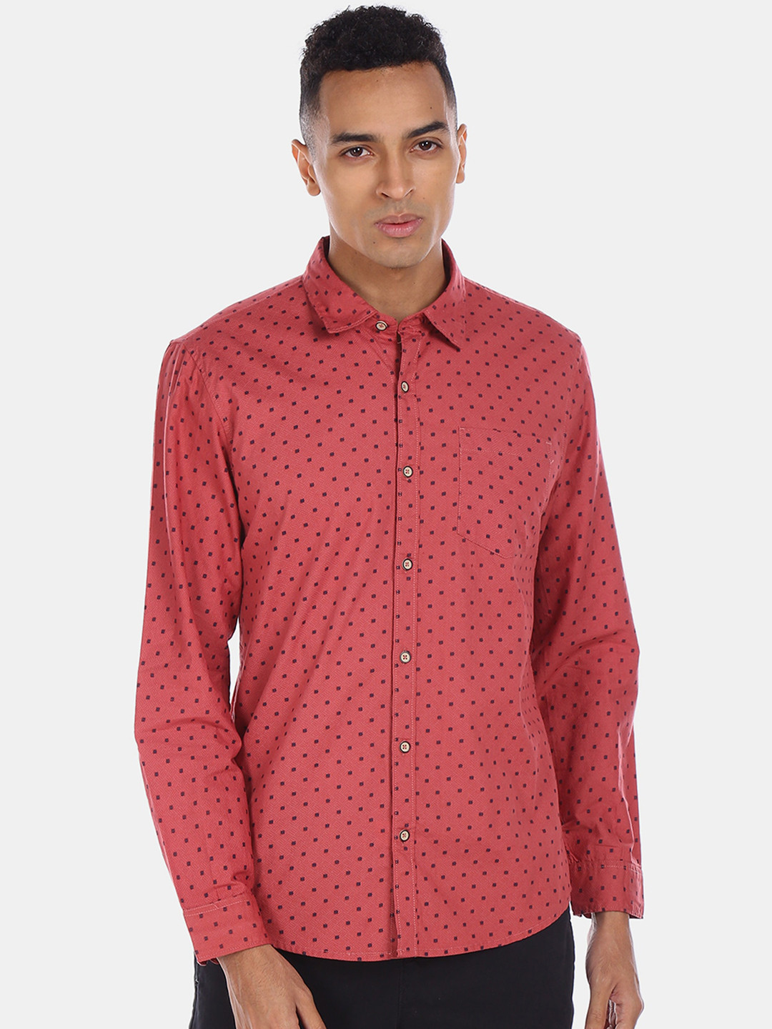 

Ruggers Men Red Regular Fit Printed Casual Shirt
