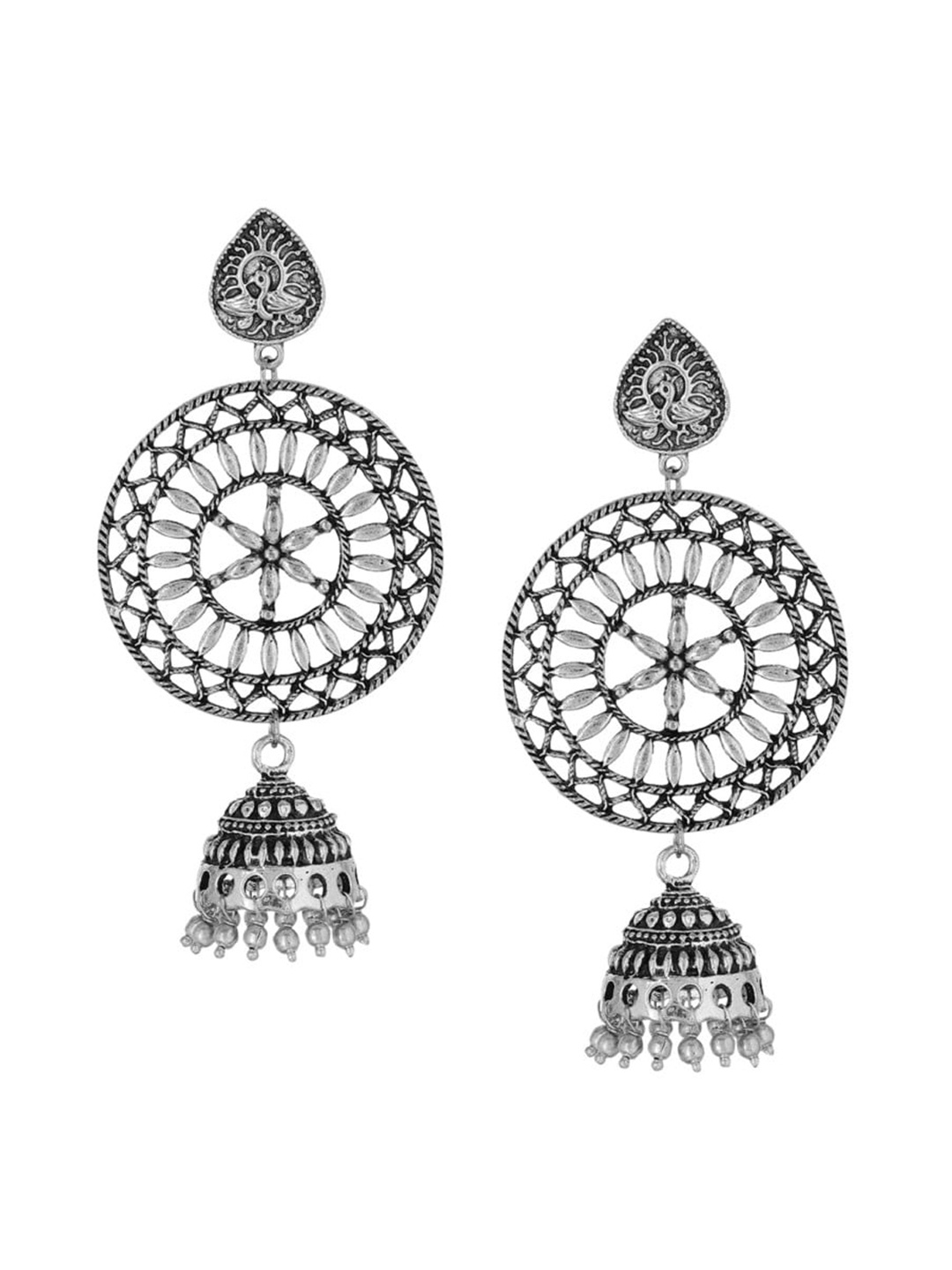 

Mali Fionna Silver-Toned Contemporary Drop Earrings