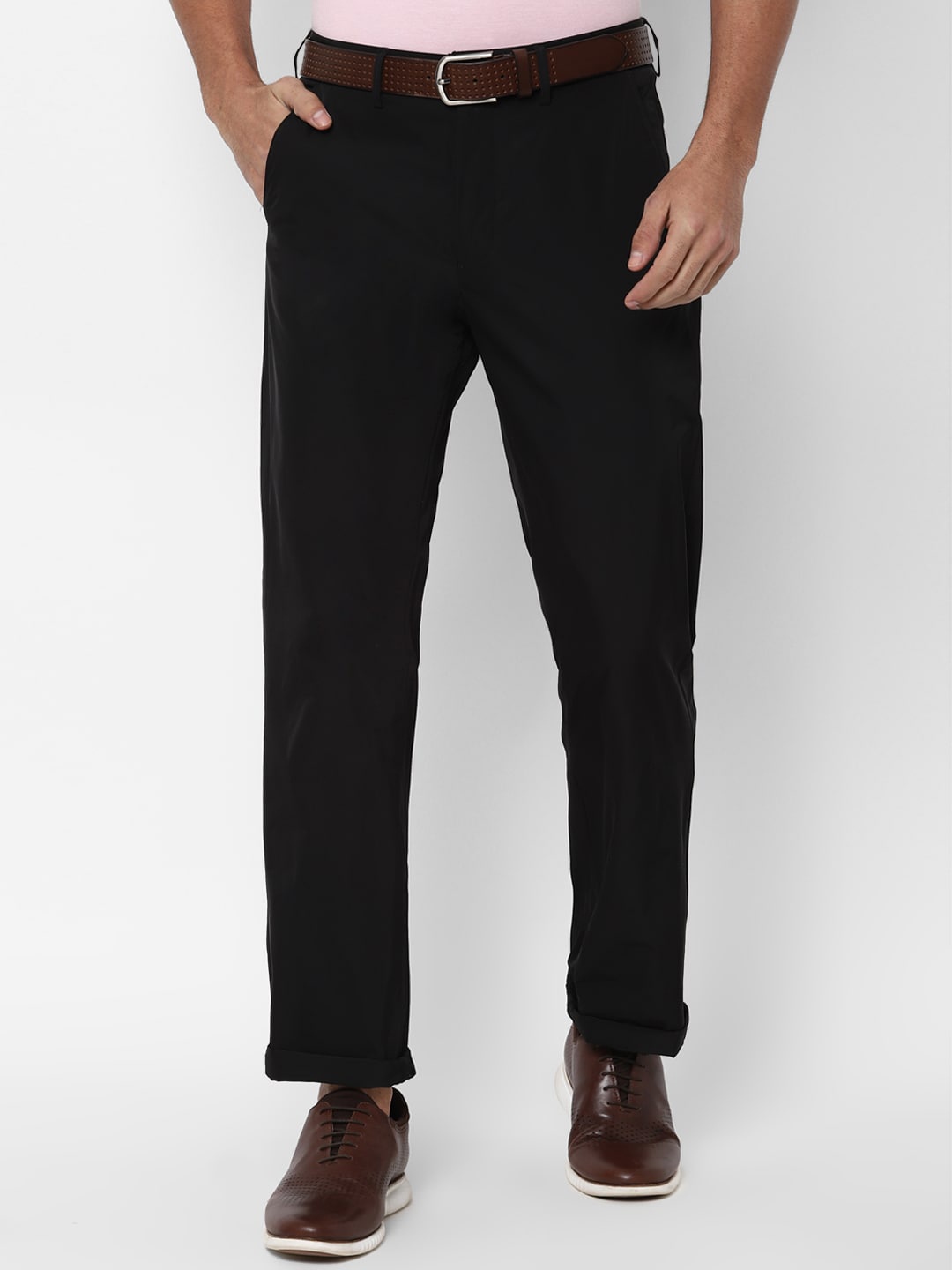 

Allen Solly Men Black Regular Fit Solid Trousers