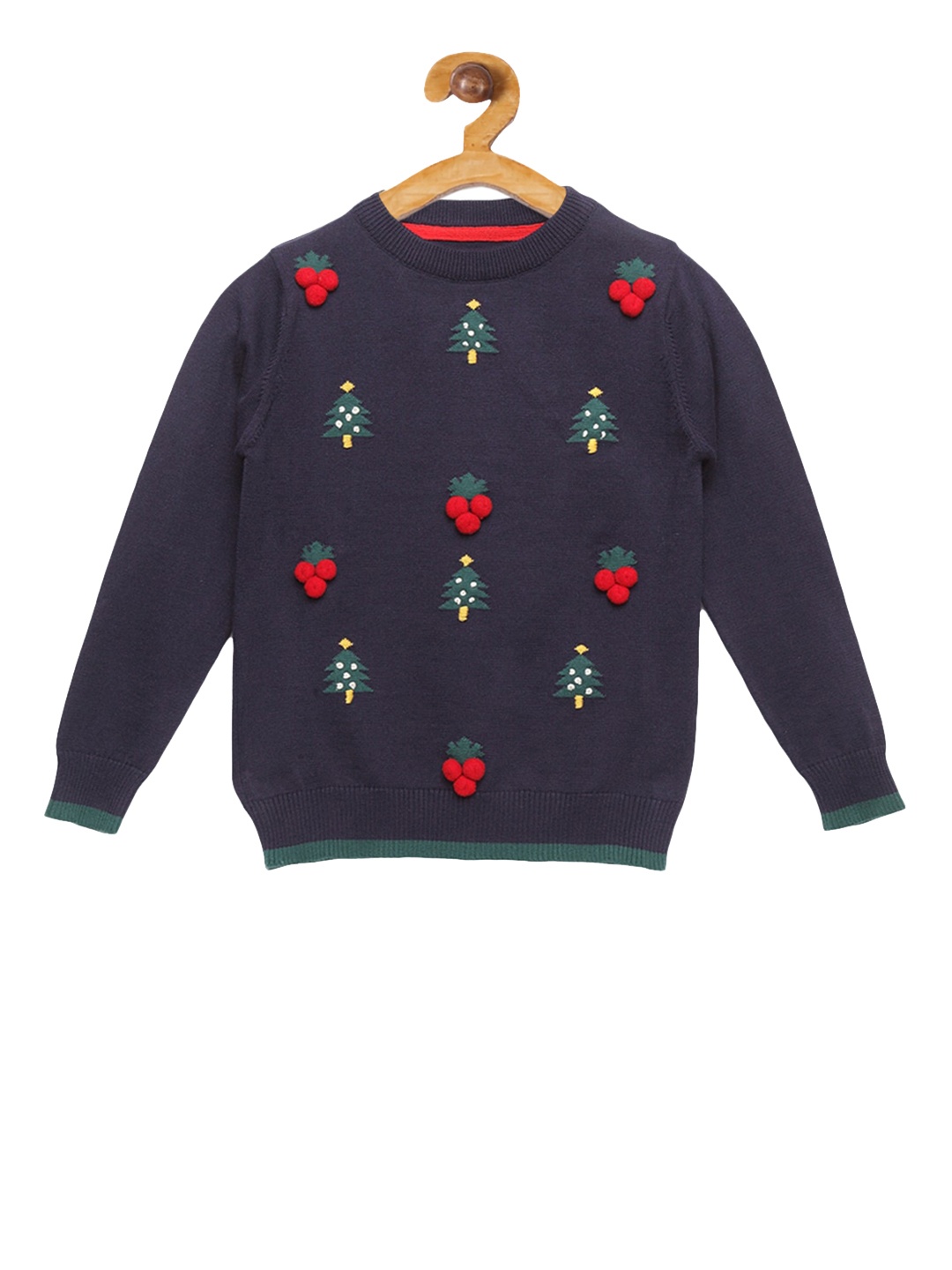 

Cherry Crumble Infant Boys Navy Blue & Green Embroidered Pullover Sweater