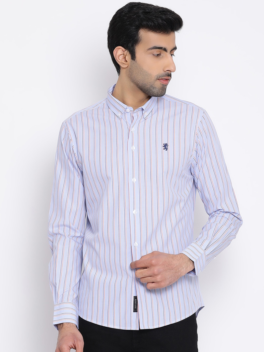 

Red Tape Men Blue Regular Fit Striped Casual Shirt