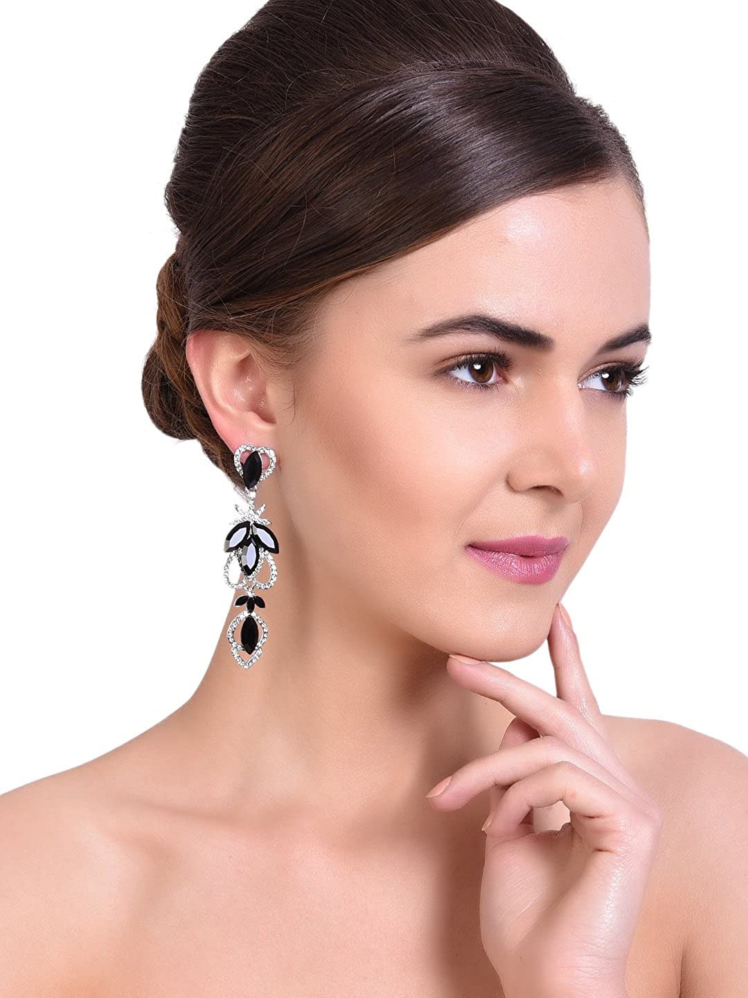 

Mali Fionna Black Contemporary Drop Earrings
