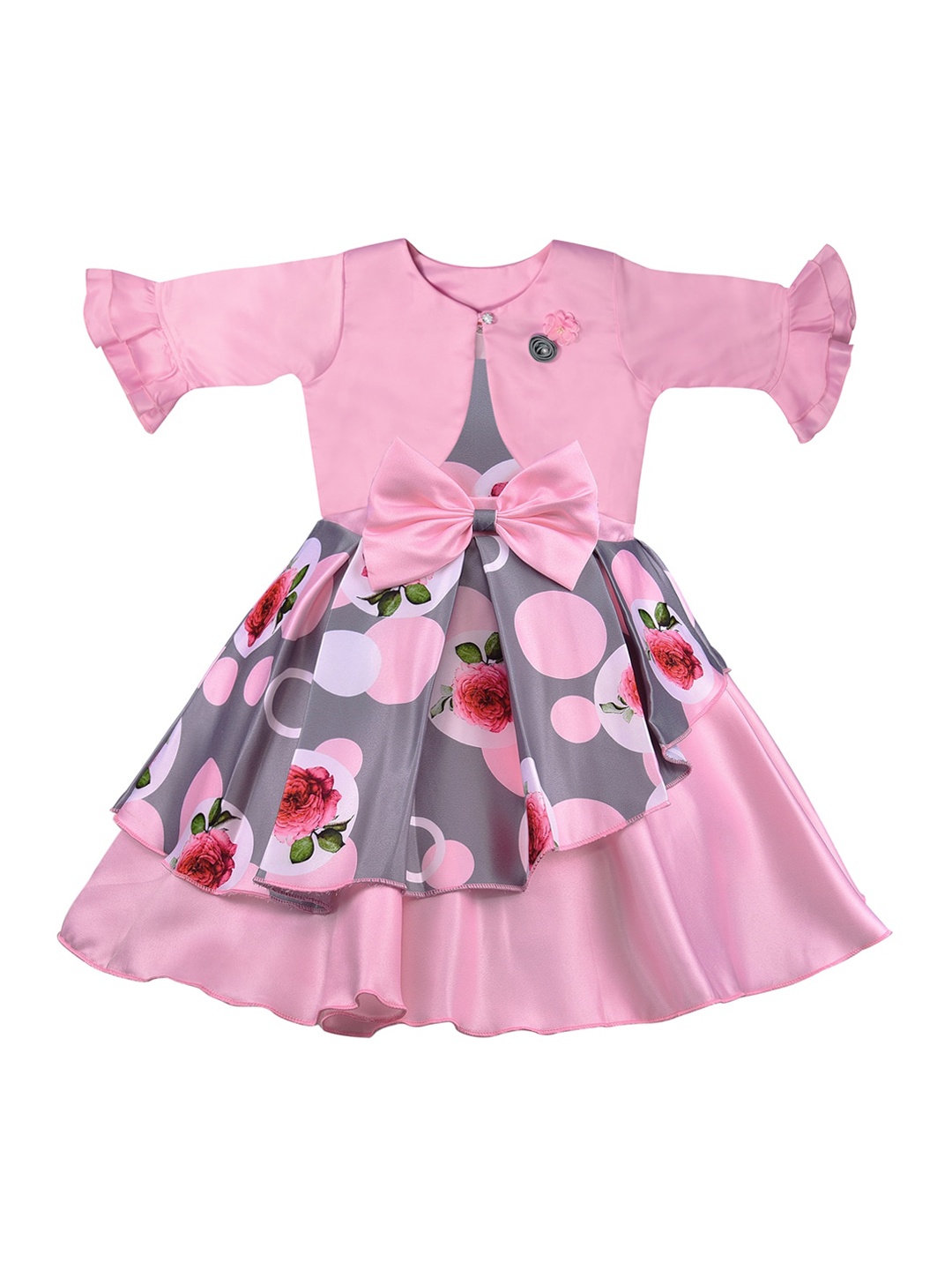 

Wish Karo Girls Pink Printed Fit and Flare Dress