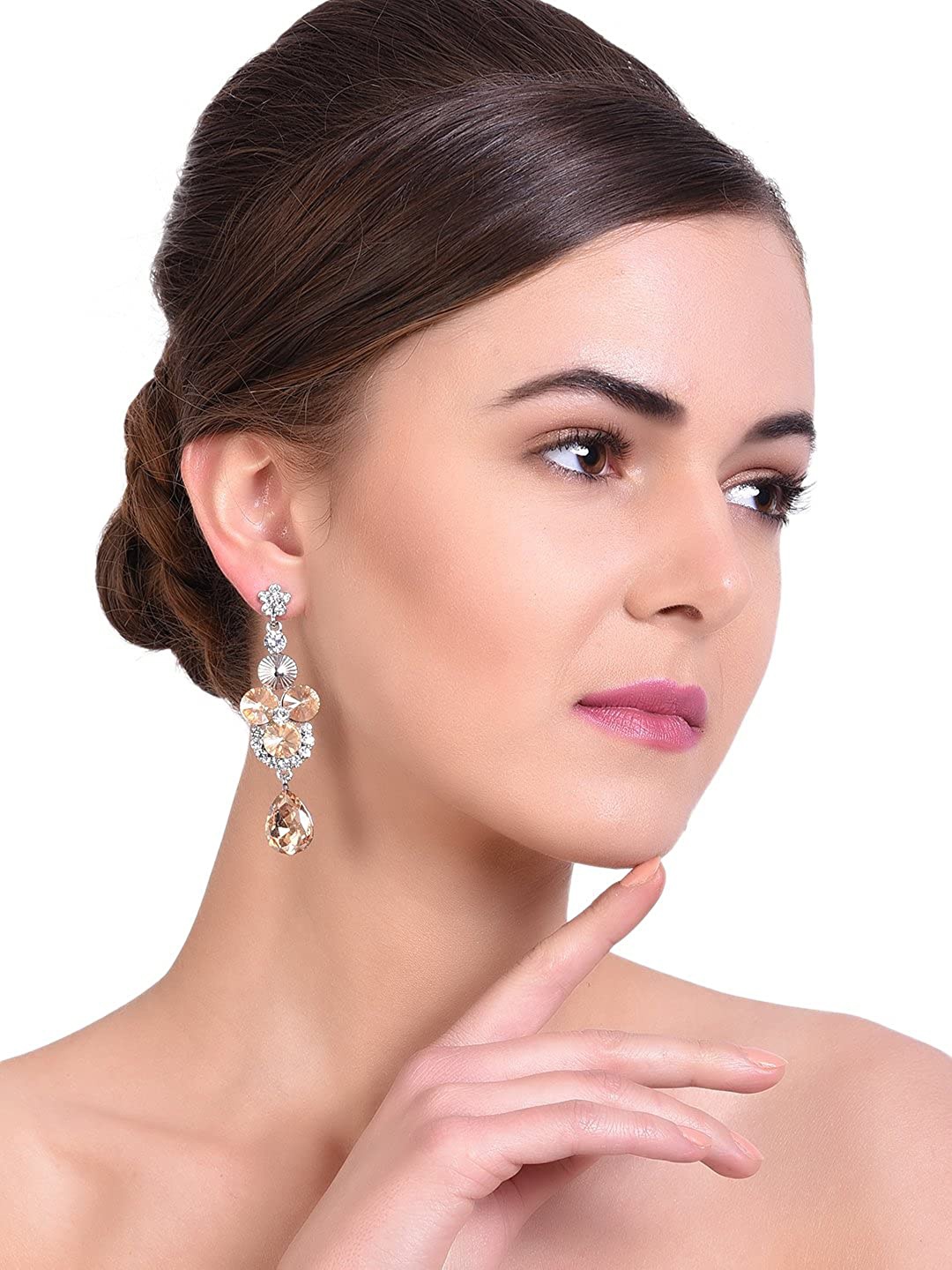 

Mali Fionna Gold-Toned & Silver-Toned Circular Drop Earrings