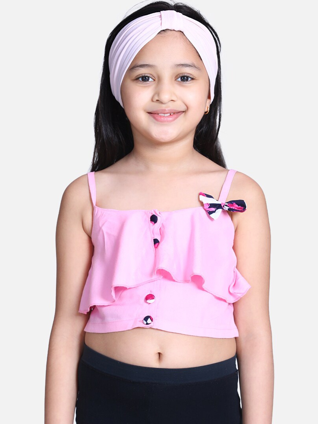 

Cutiekins Girls Pink Printed Crop Top