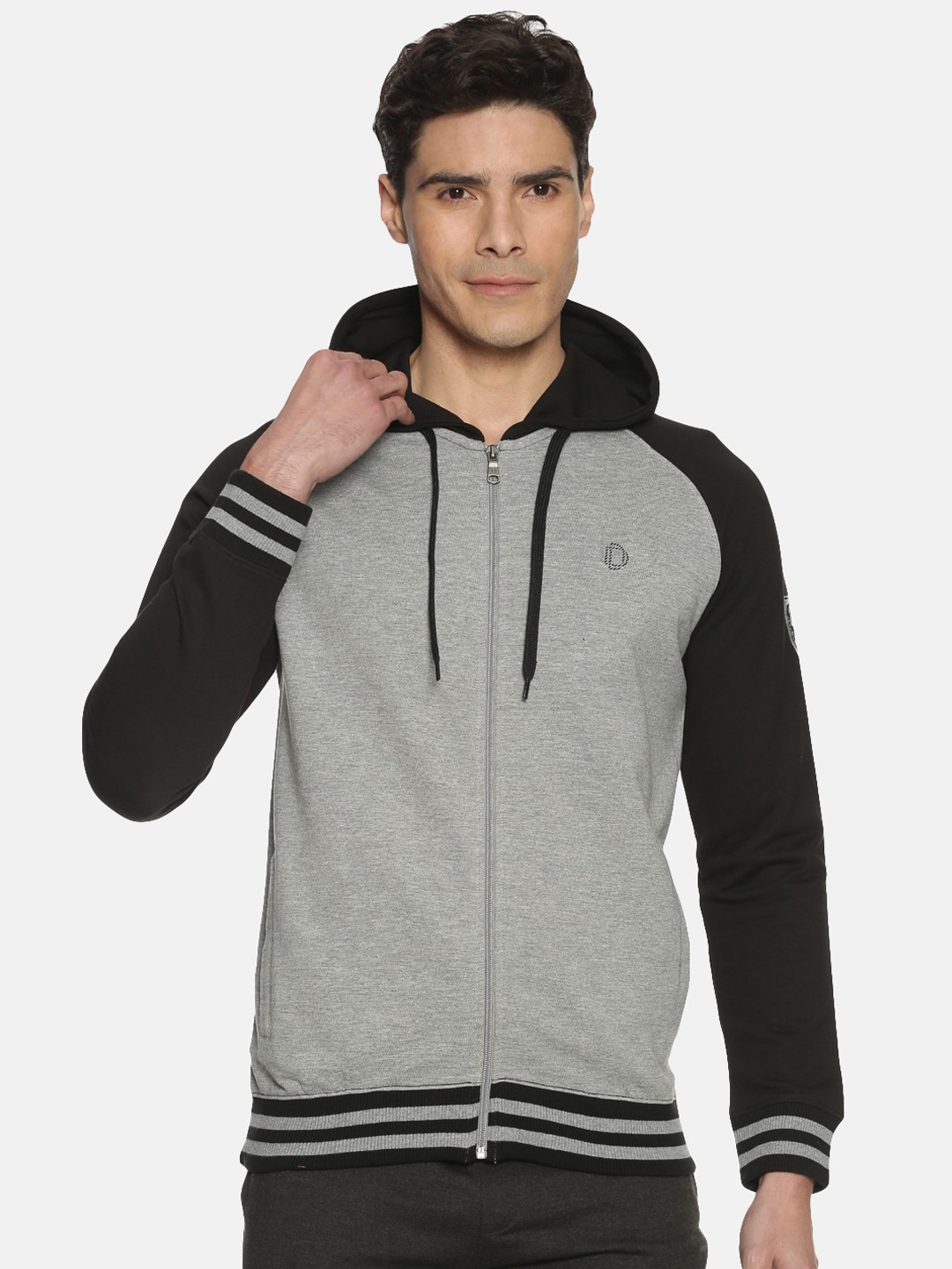 

Dollar Men Black & Grey Solid Hooded Sweatshirt