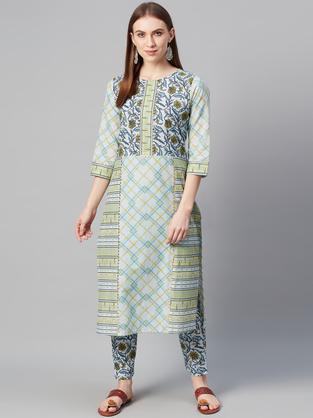 

ZIYAA Women Green Printed Straight Kurta