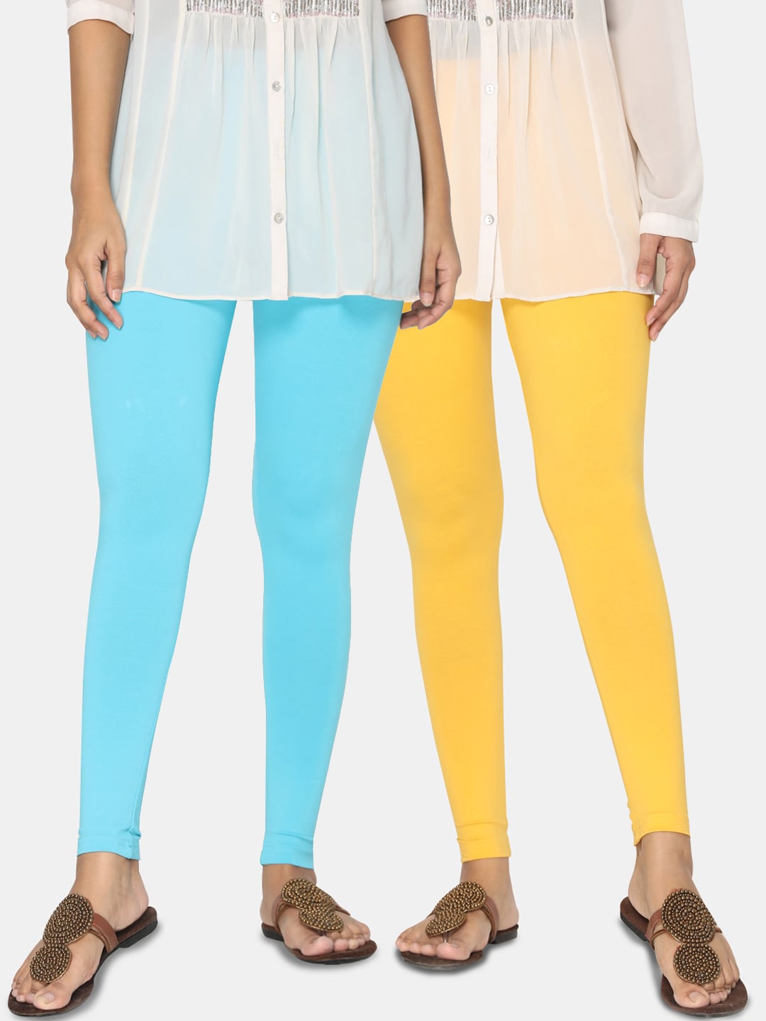 

TSG Bliss Women Pack Of 2 Solid Ankle-Length Leggings, Yellow
