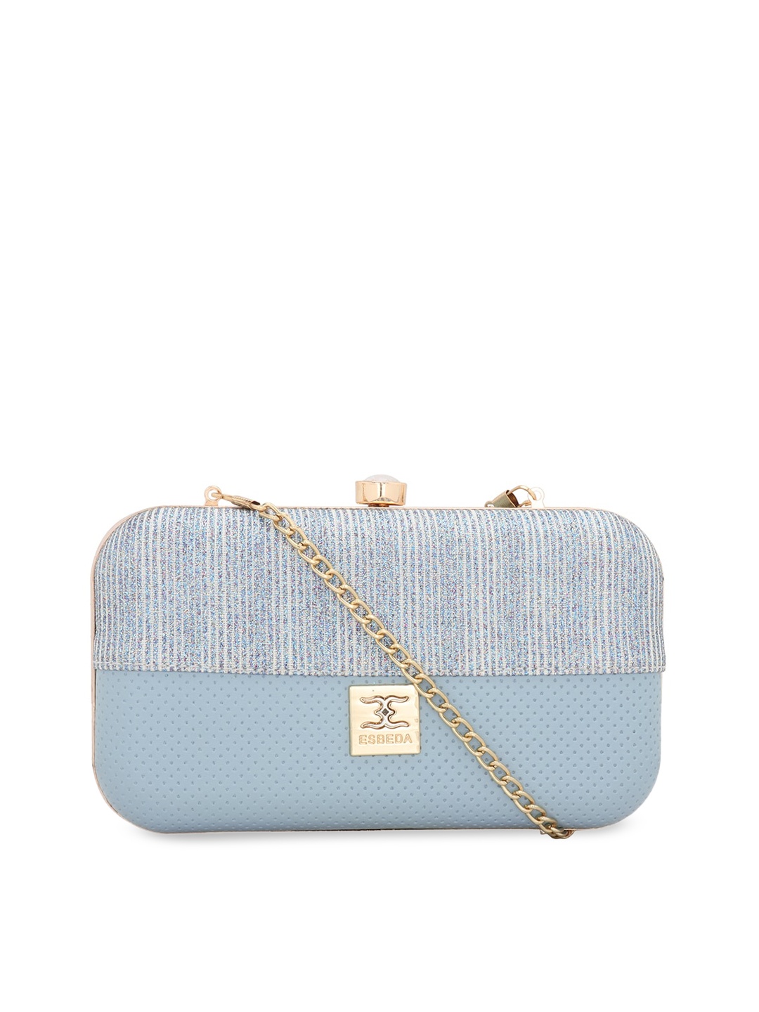 

ESBEDA Women Blue Solid Glitter Box Clutch