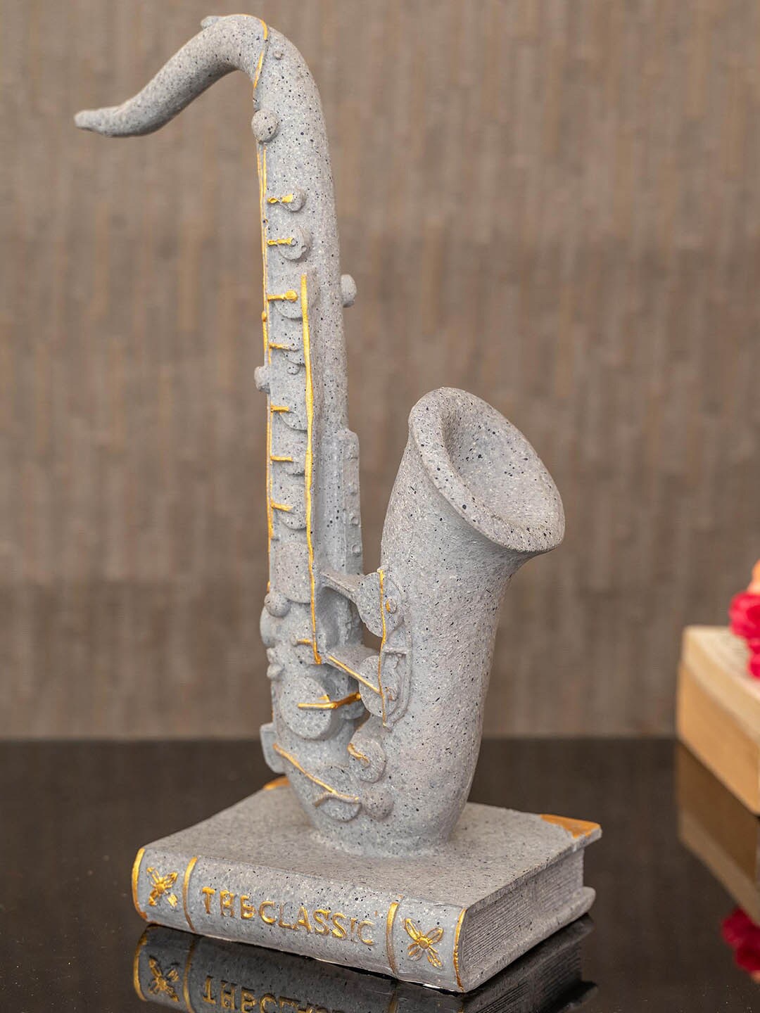 

TIED RIBBONS Beige Saxophone Musical Instrument Decorative Showpiece