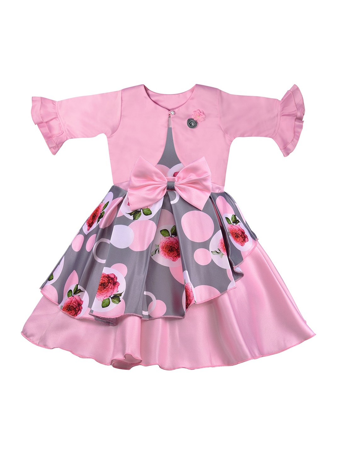 

Wish Karo Girls Pink Printed Fit and Flare Dress
