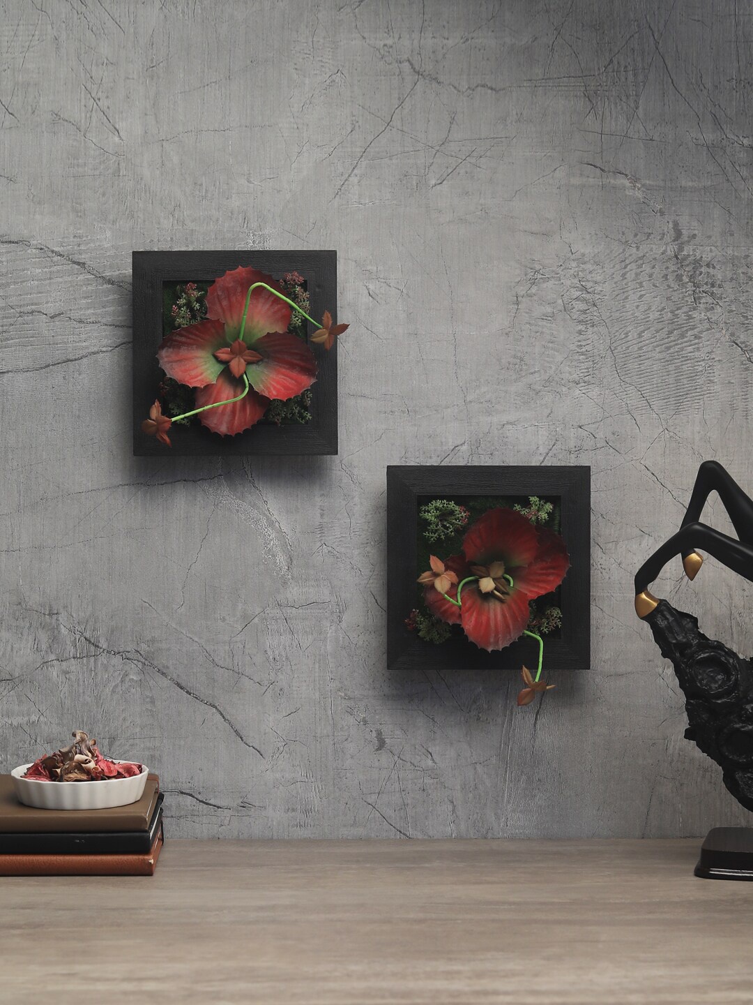 

OddCroft Set Of 2 Red & Black Crimson Artificial Flowers