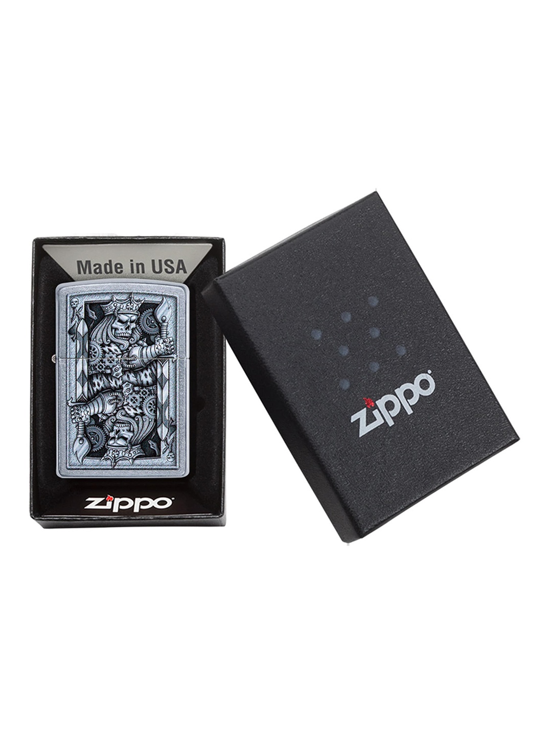 

Zippo Black & Grey Steampunk King Spade Street Chrome Pocket Lighter