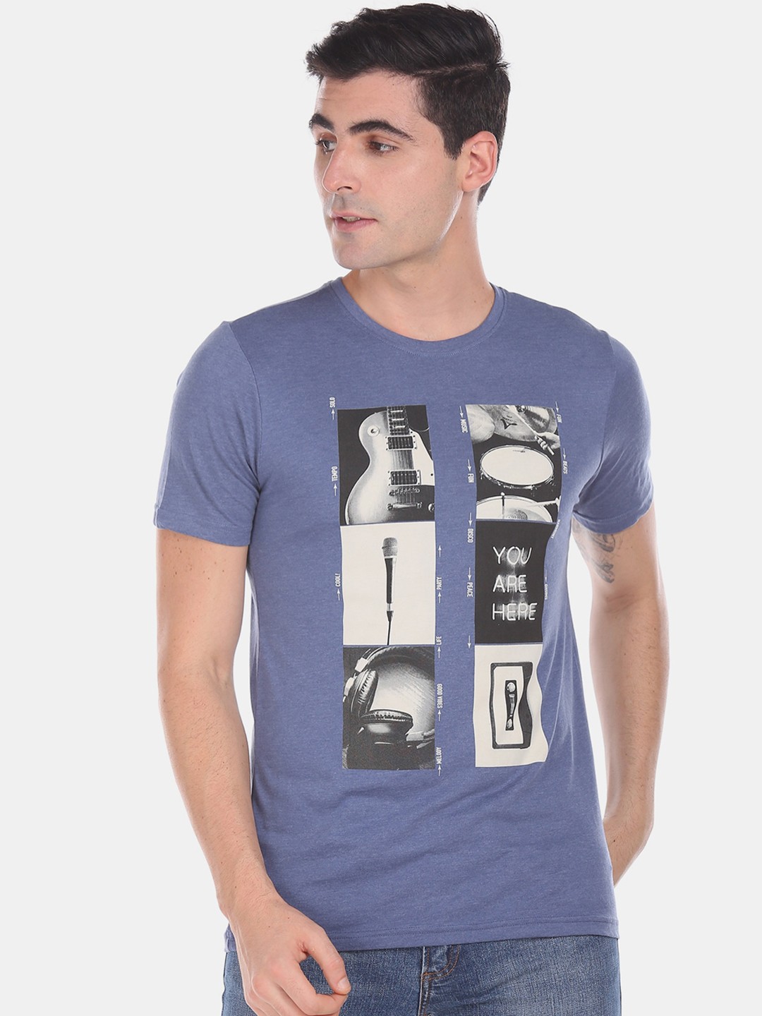 

Colt Men Blue Printed Round Neck T-shirt