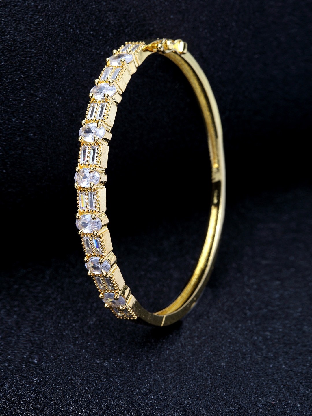 

ANIKAS CREATION Gold-Plated White AD-Studded Bangle-Style Bracelet