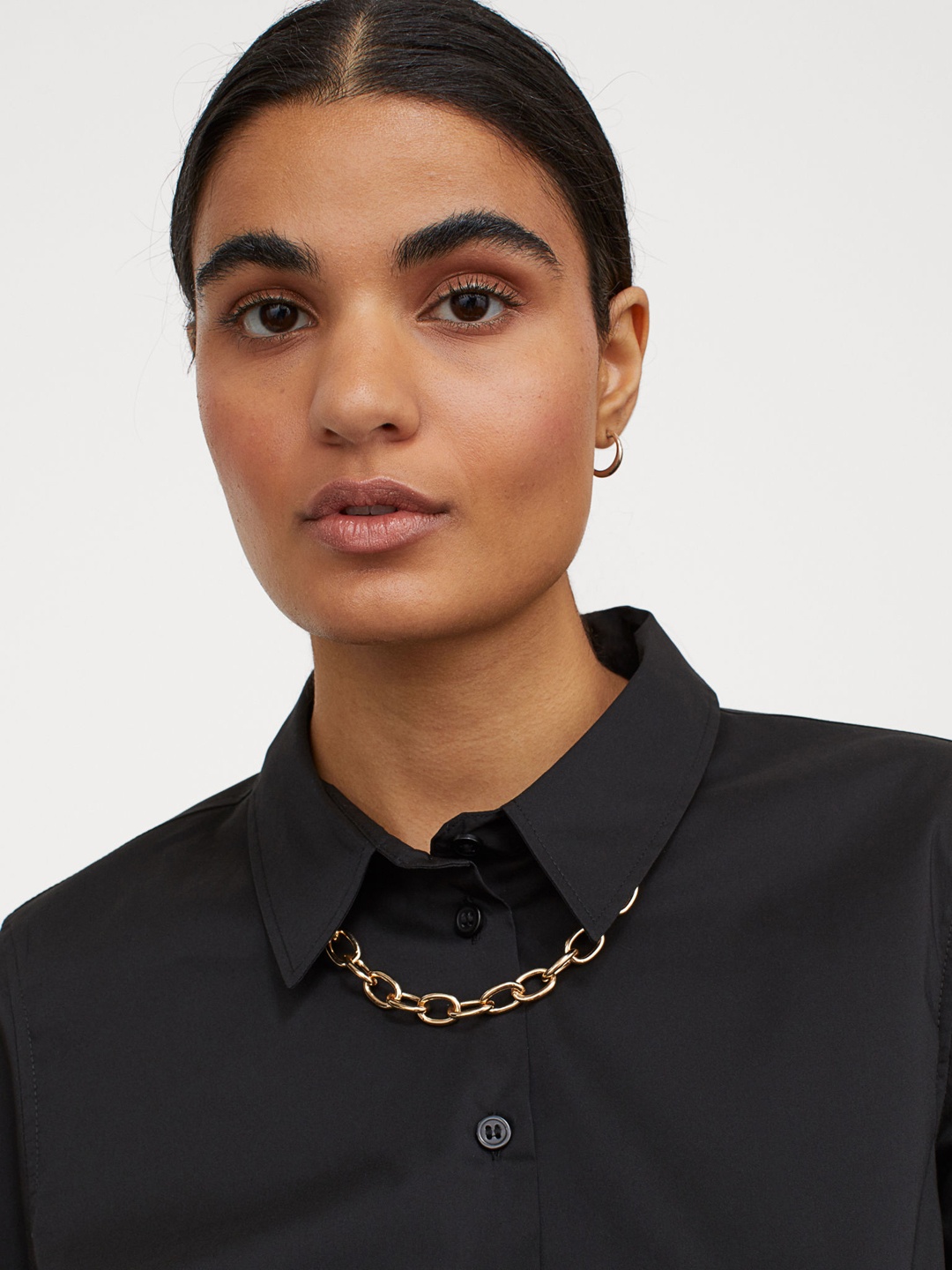 

H&M Women Black Solid Cotton Blend Shirt