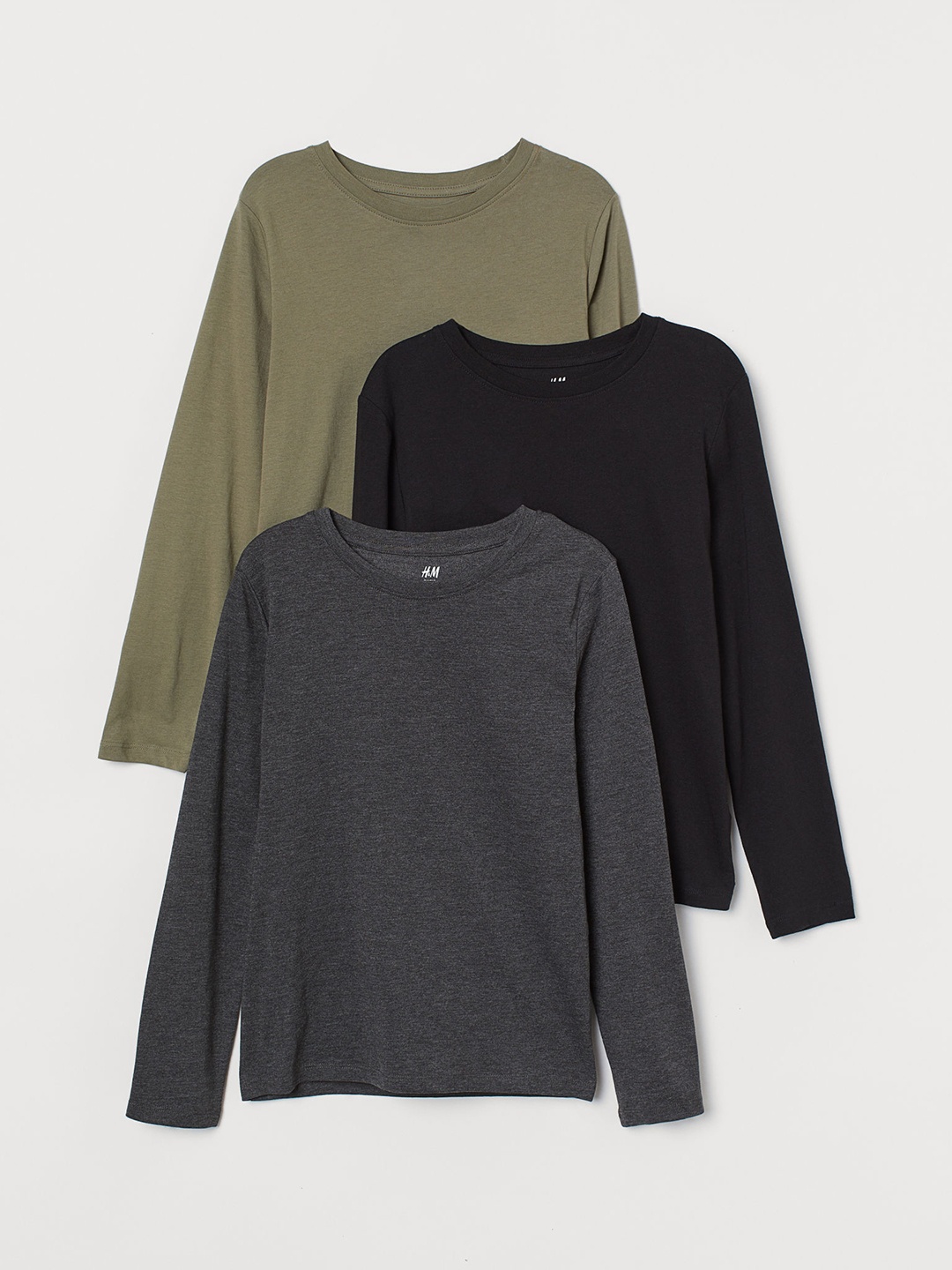

H&M Boys 3-Pack Jersey Tops, Grey
