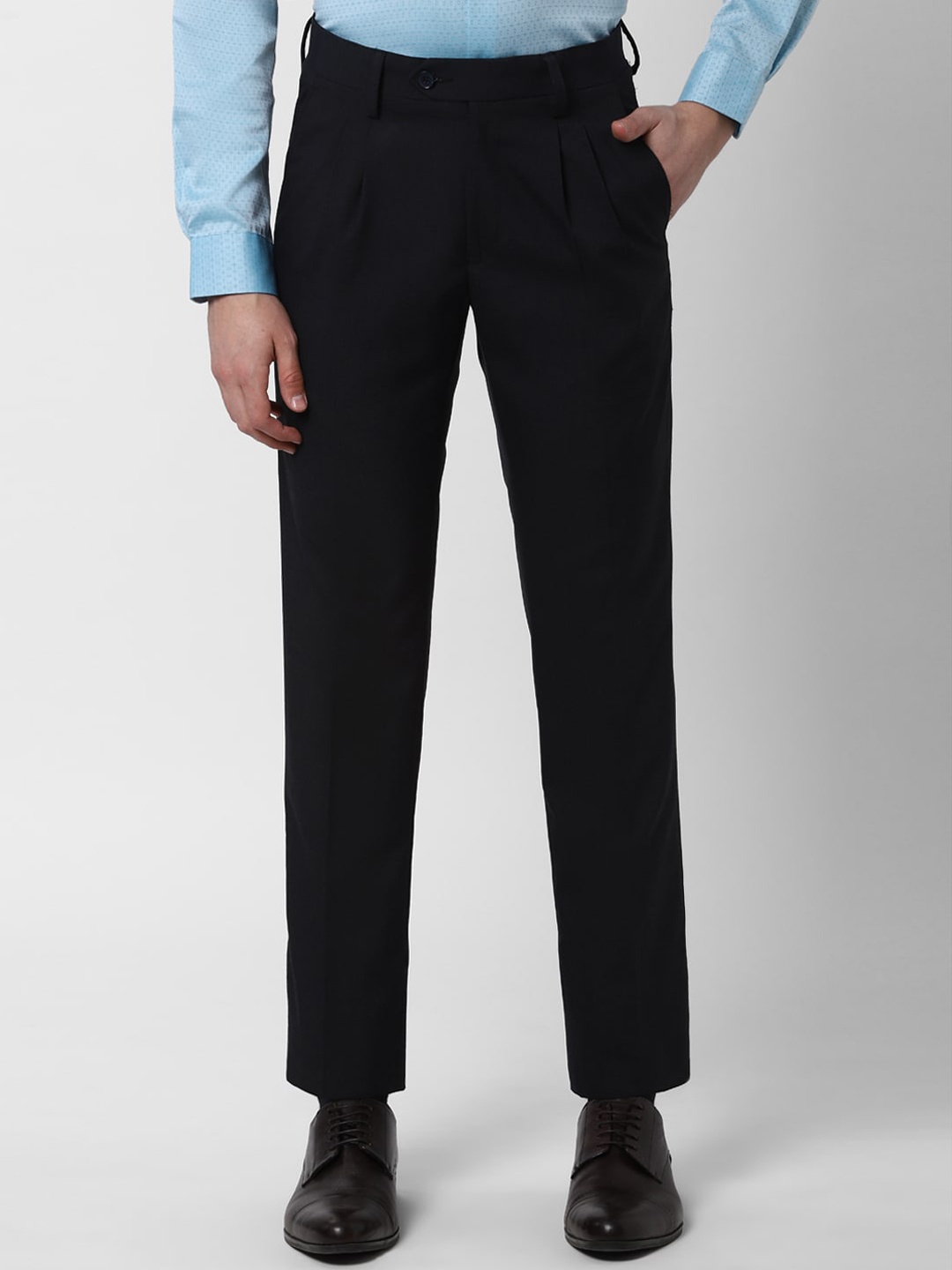 

Peter England Men Black Slim Fit Solid Formal Trousers